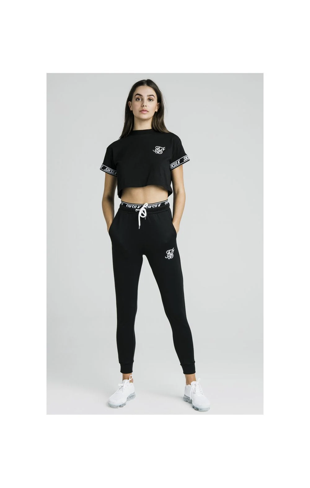 SikSilk Taped Waist Track Pants – Black - Image 3