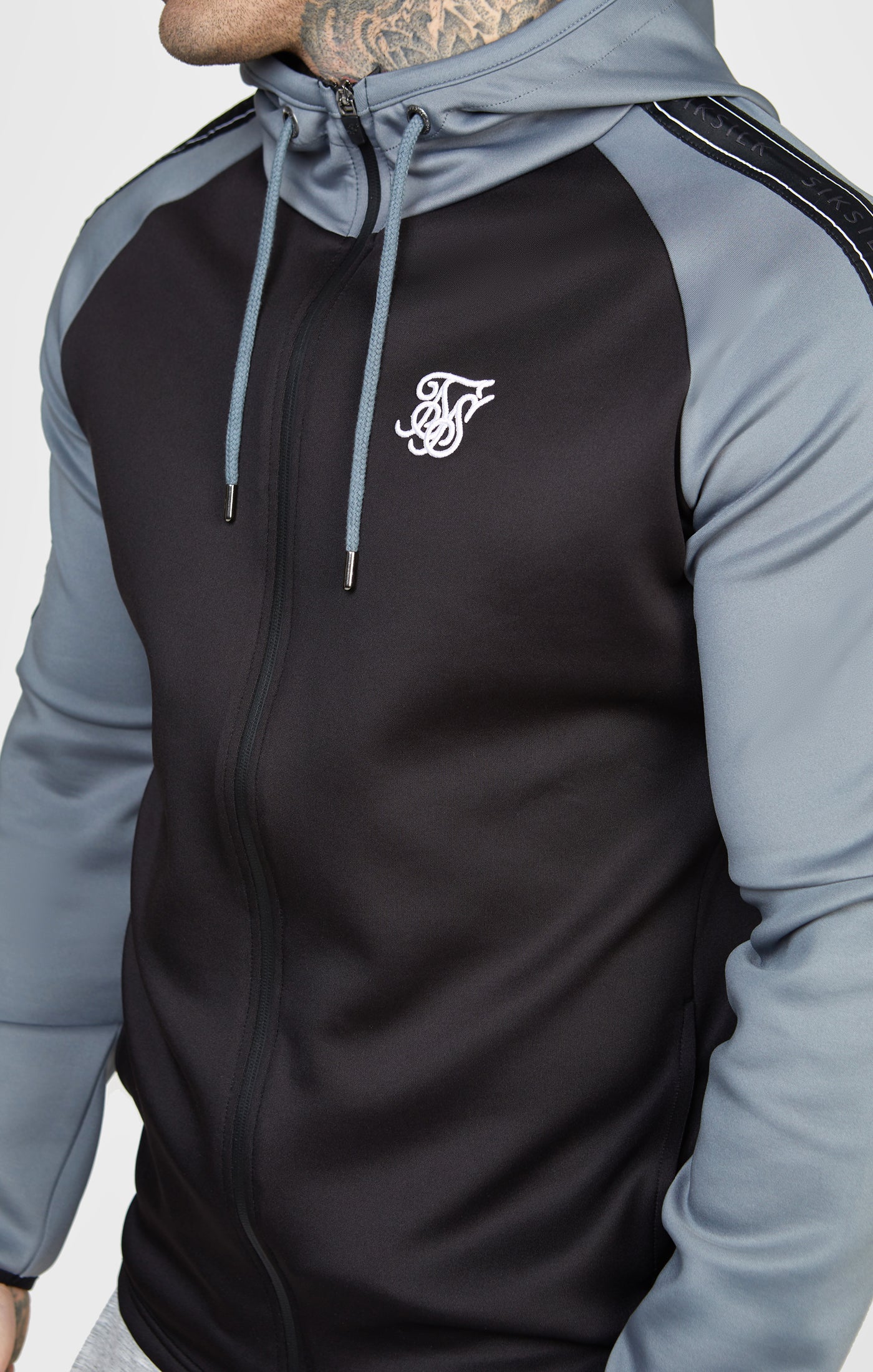 Grey Taped Zip Thru Track Top - Image 8