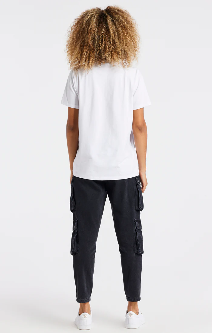 White Tartan Print Logo T-Shirt - Image 6