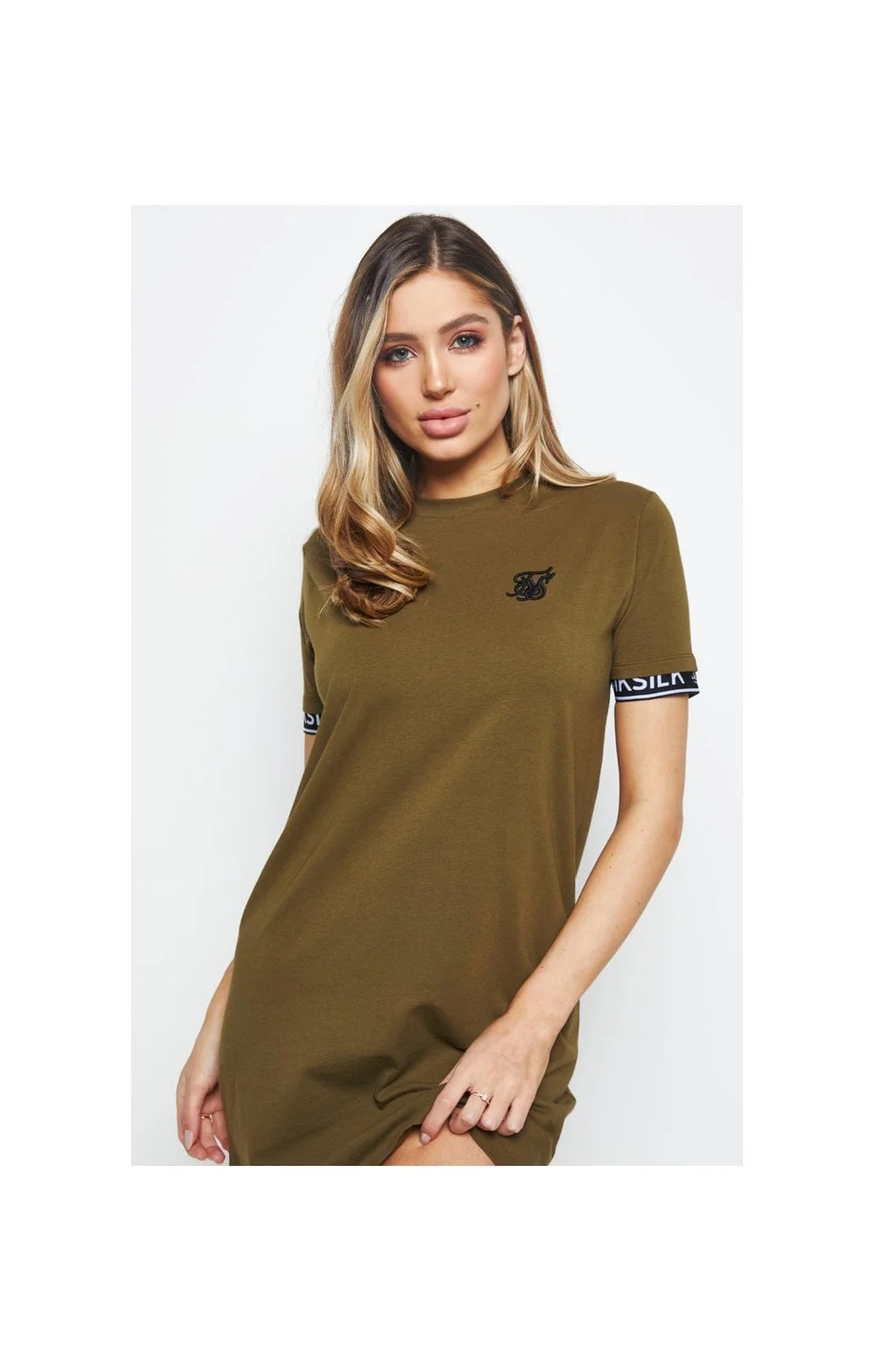 SikSilk Tech T-Shirt Dress - Khaki - Image 3