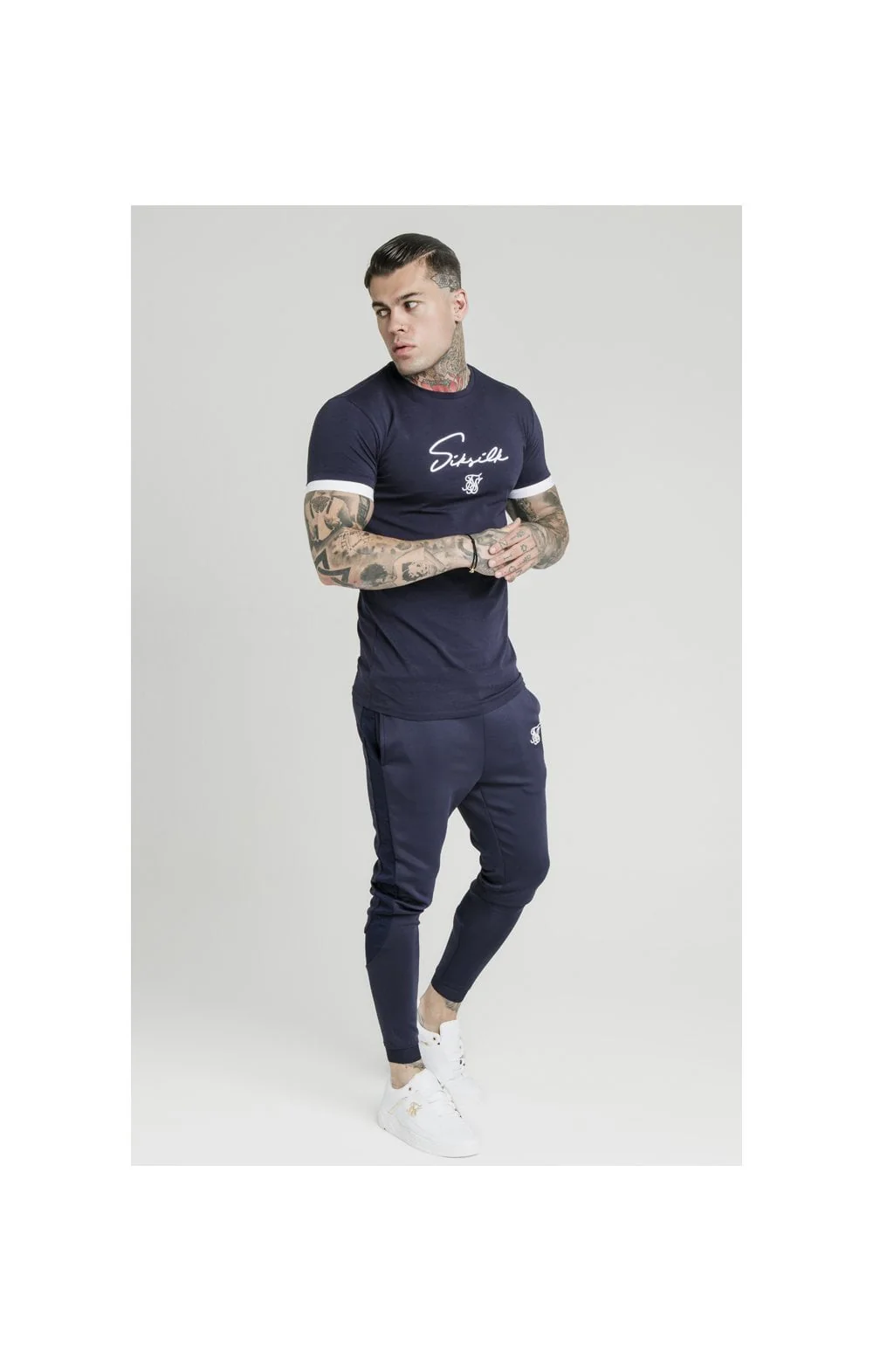SikSilk Tech Tee - Navy - Image 3