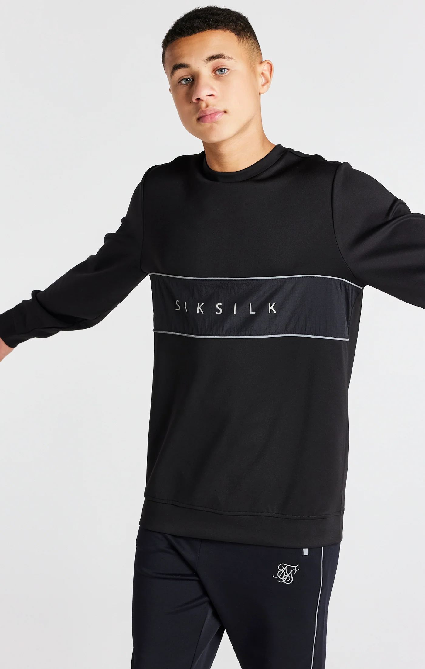 Boys Black Poly Crew Sweatshirt - Image 7