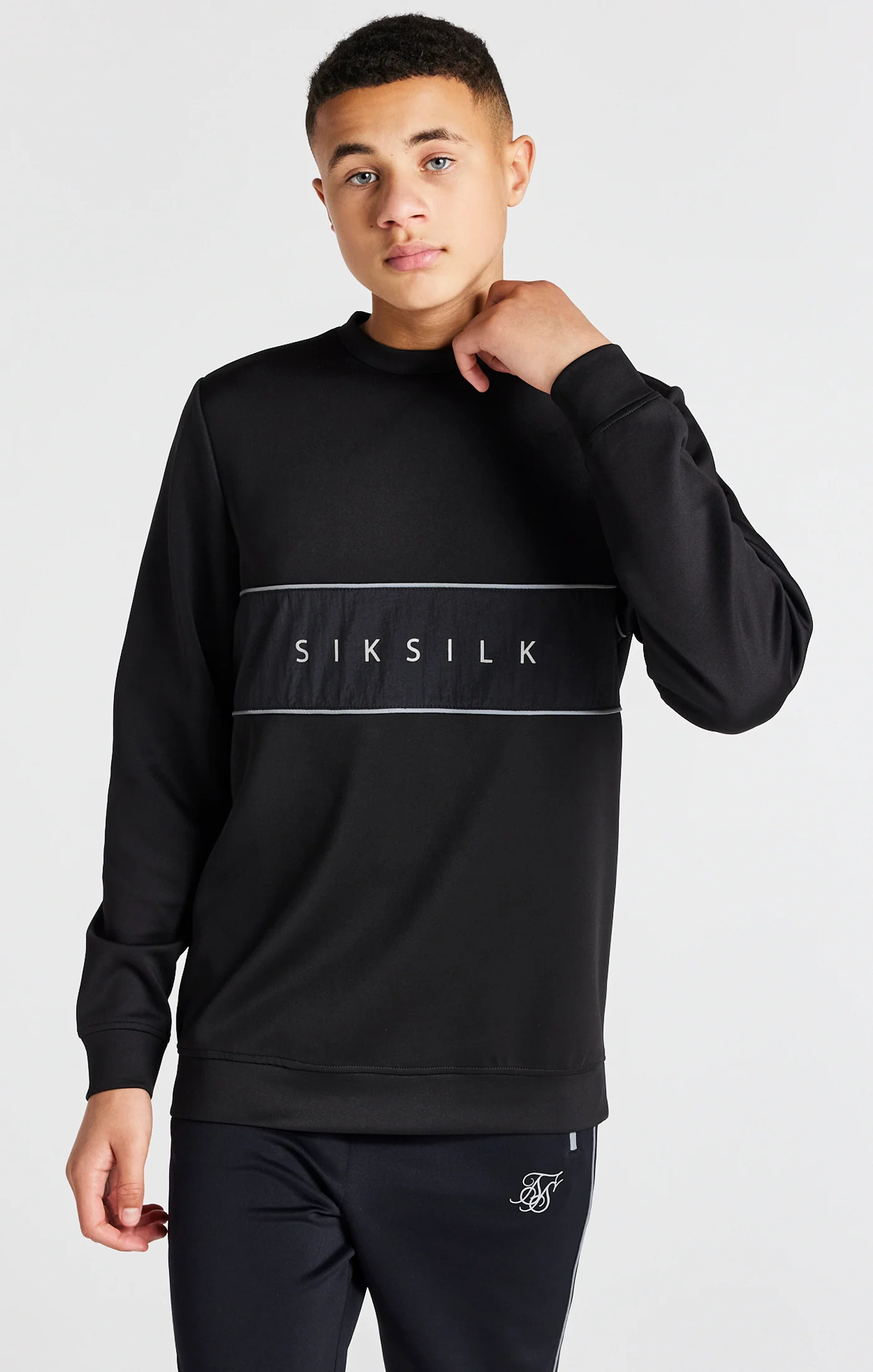 Boys Black Poly Crew Sweatshirt - Image 8