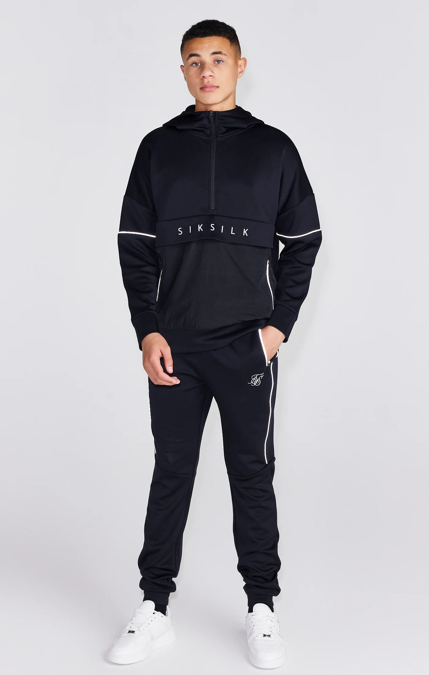 Boys Black Half Zip Hoodie - Image 3