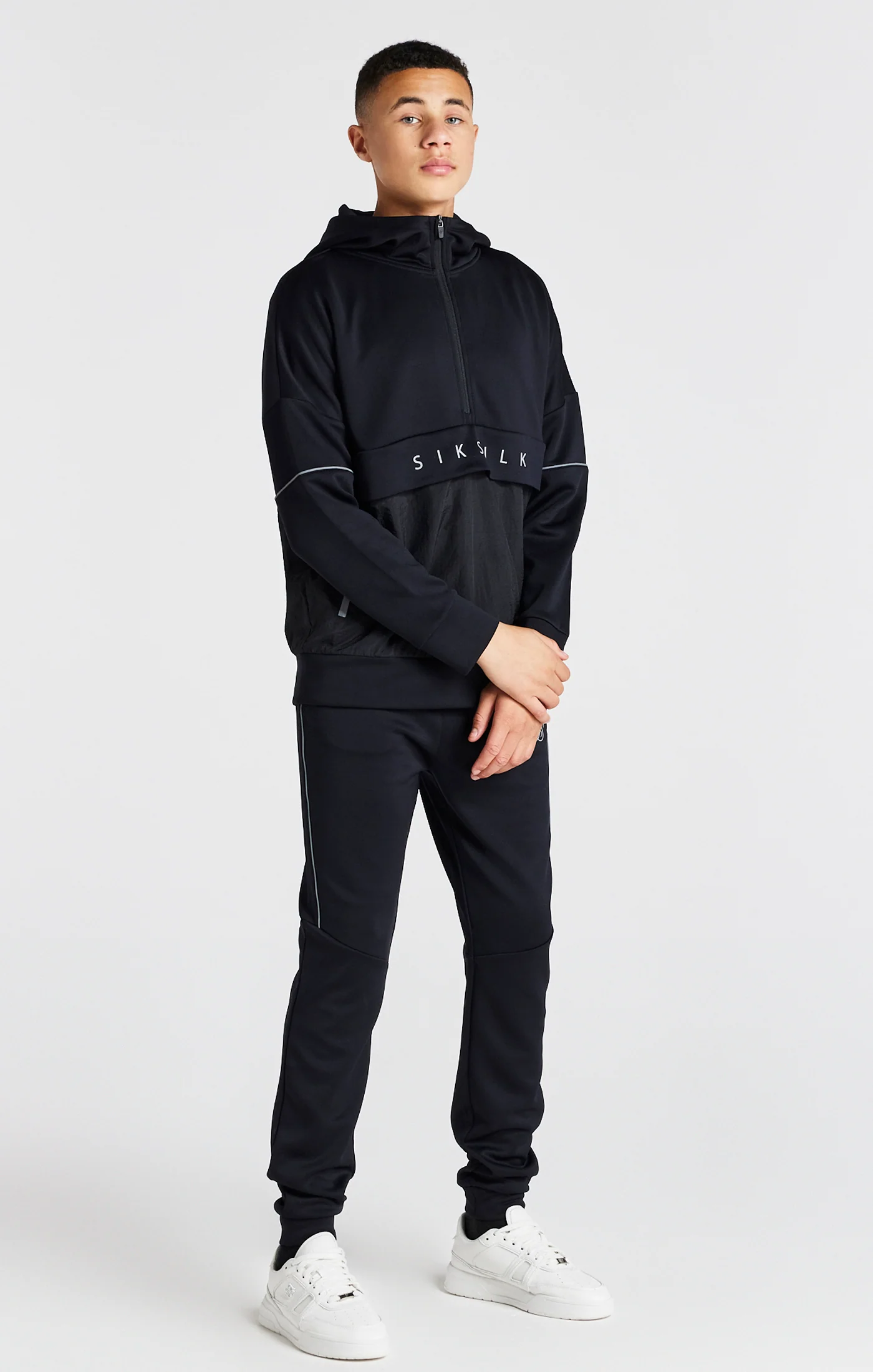 Boys Black Half Zip Hoodie - Image 6