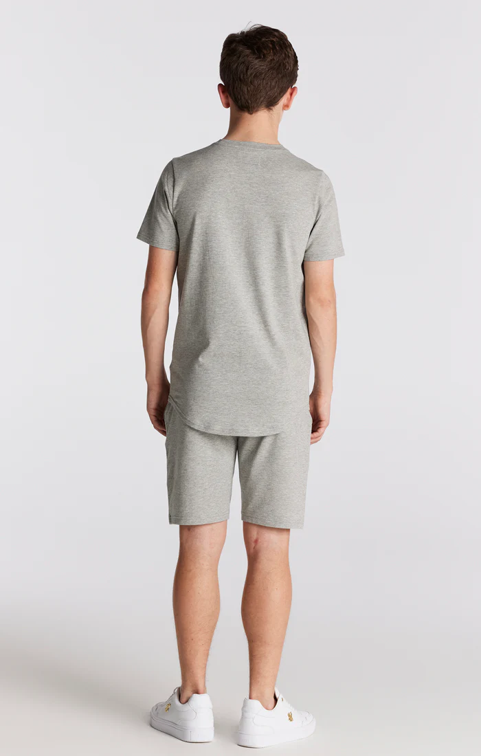 SikSilk Twin Set Tee & Shorts - Grey Marl - Image 3