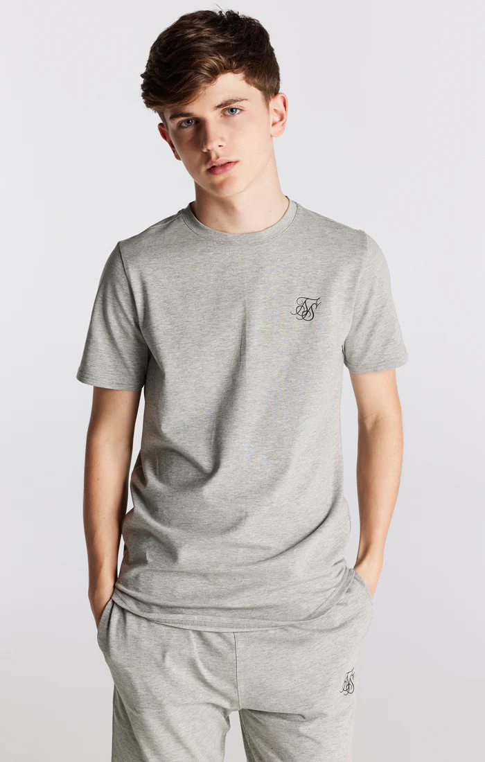 SikSilk Twin Set Tee & Shorts - Grey Marl - Image 4