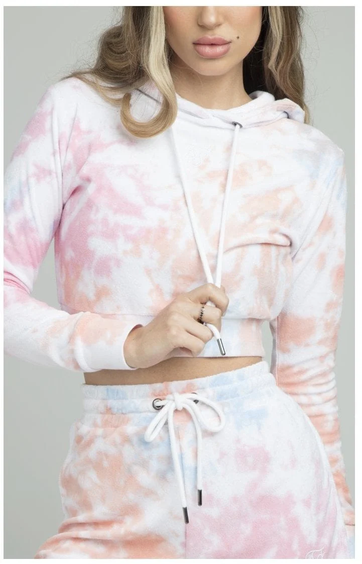 SikSilk Terry Tie Dye Cropped Hoodie - Tie Dye - Image 2
