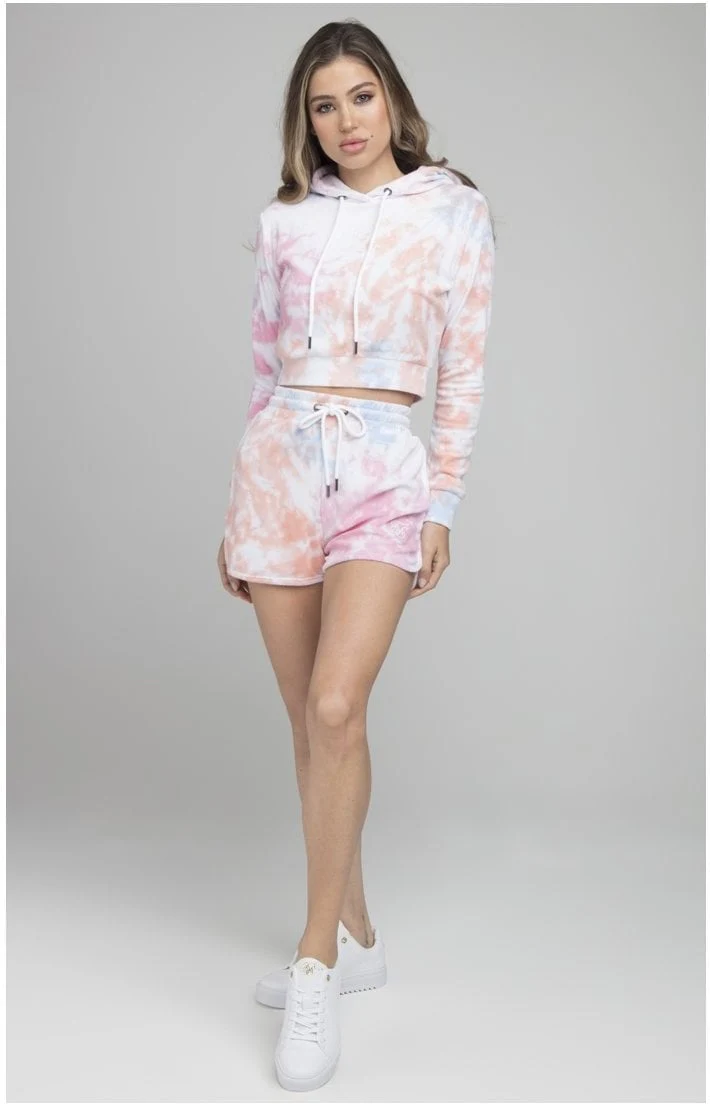 SikSilk Terry Tie Dye Cropped Hoodie - Tie Dye - Image 4
