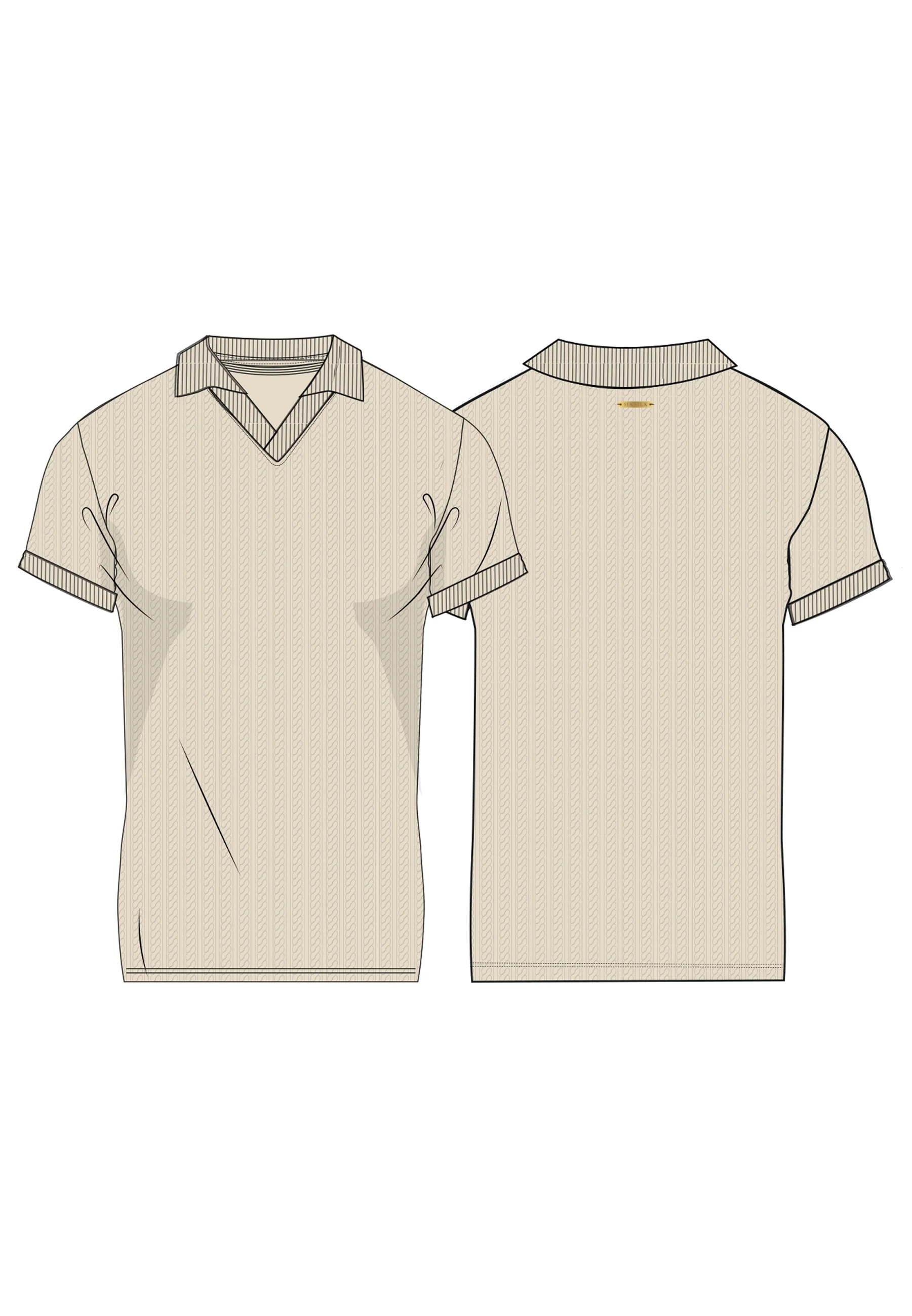 Ecru Textured Polo T-Shirt