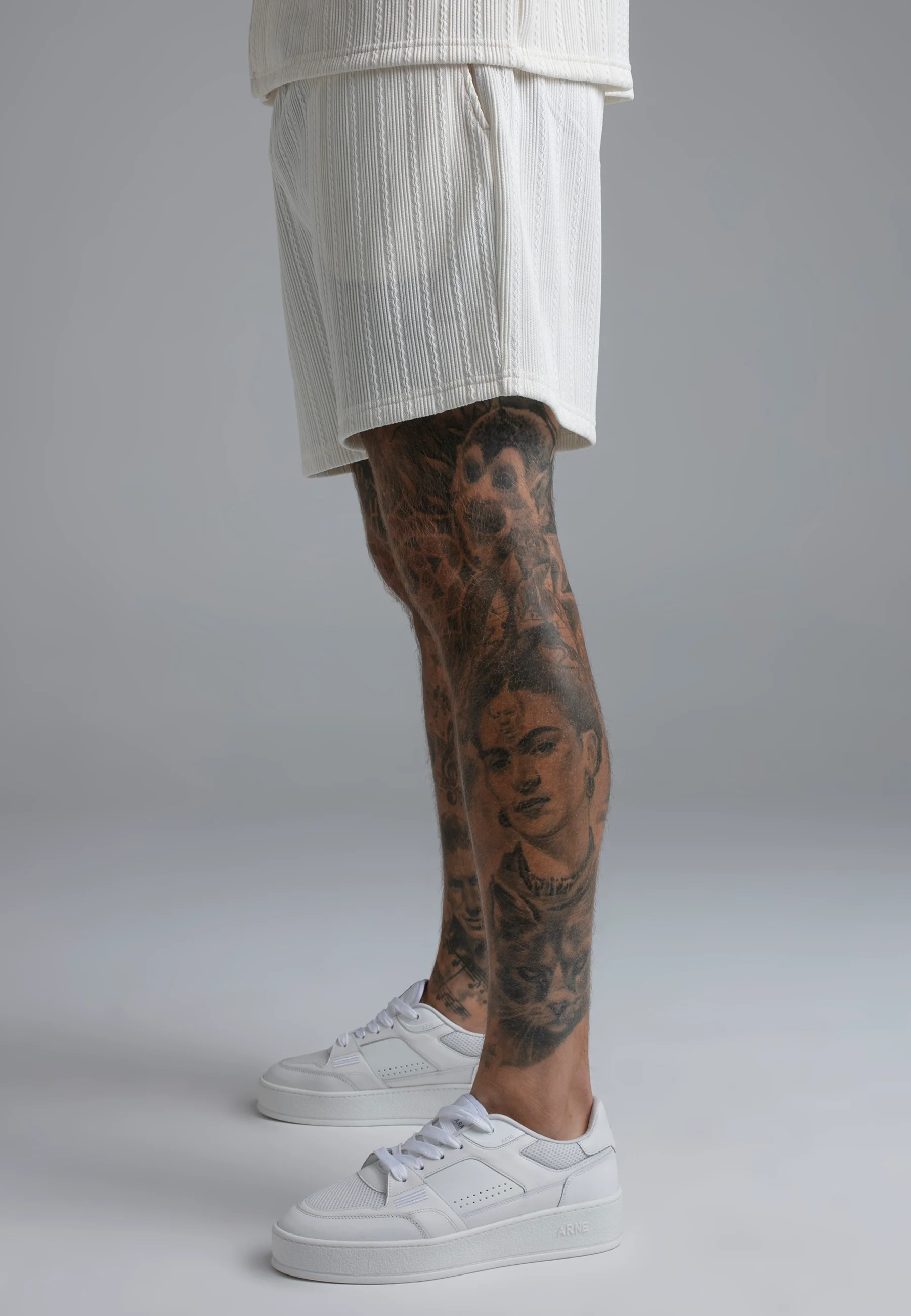 Ecru Textured Shorts - Image 3
