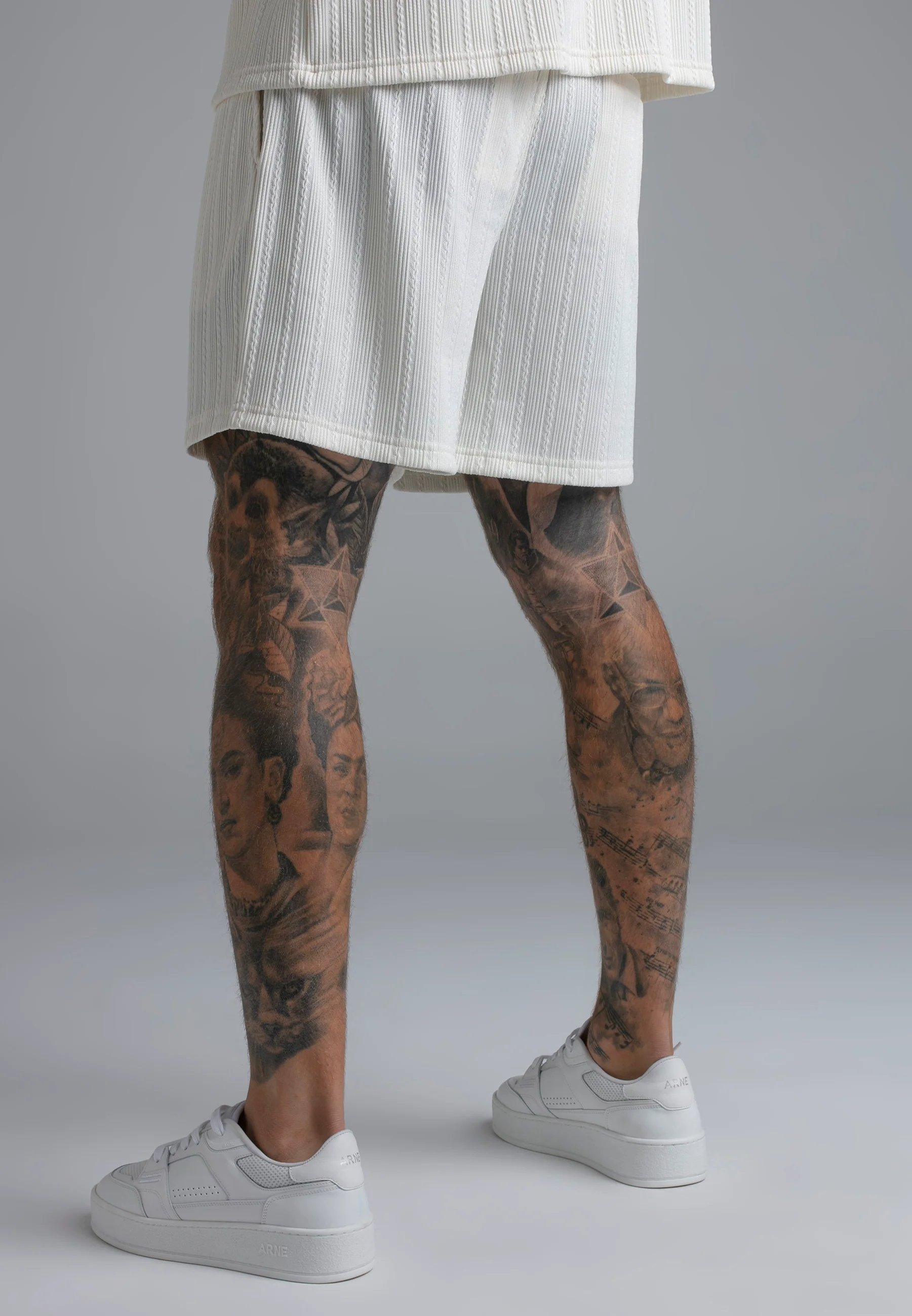 Ecru Textured Shorts - Image 5