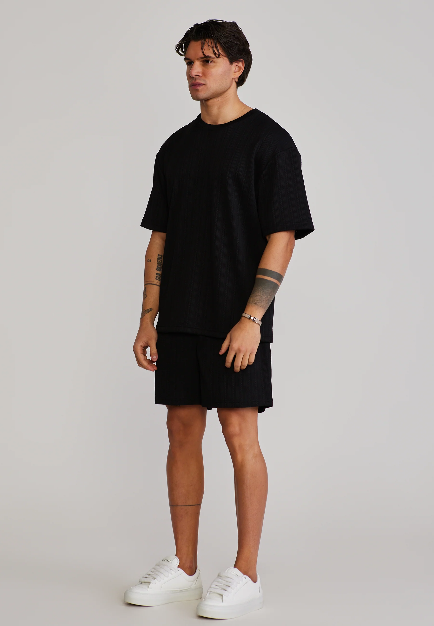 Black Textured Shorts - Image 4