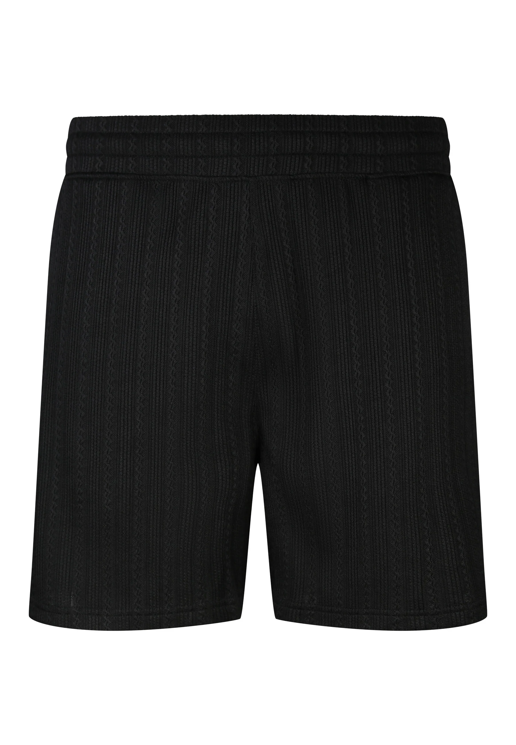 Black Textured Shorts - Image 6