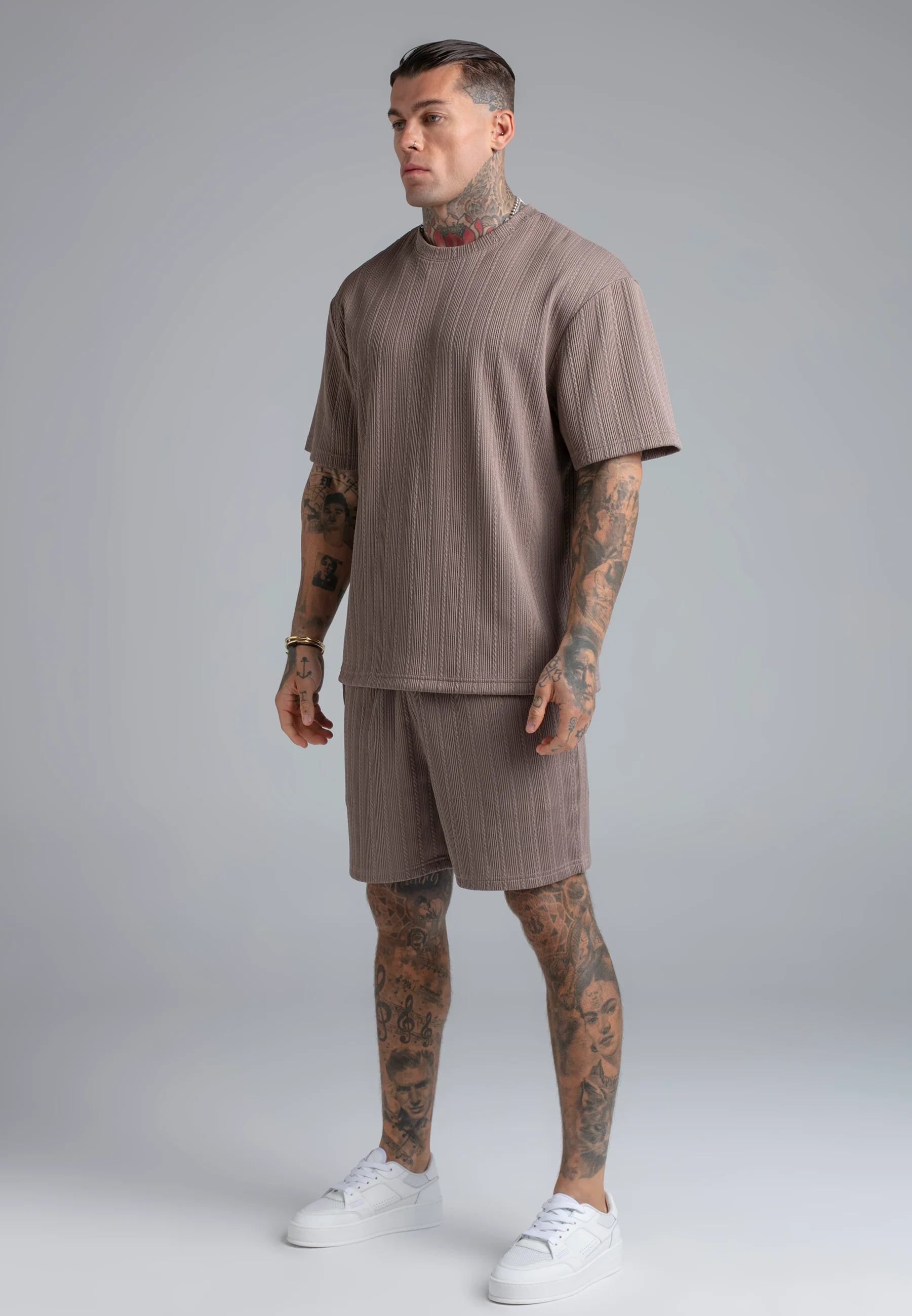 Brown Textured Shorts - Image 4