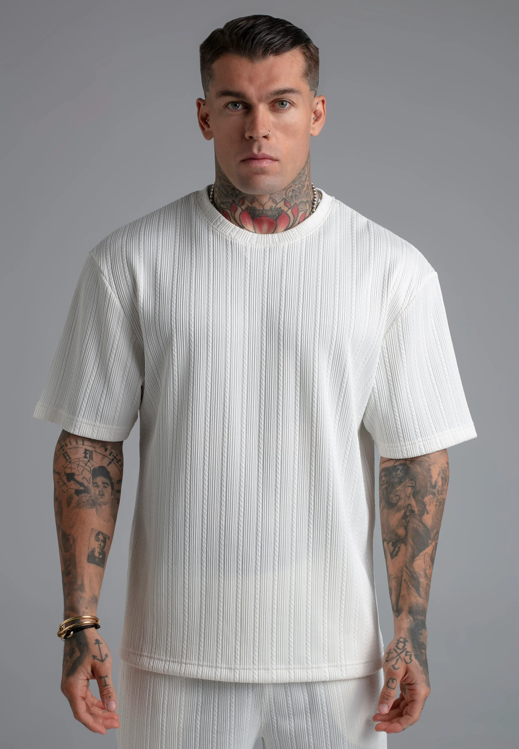 Ecru Textured T-Shirt - Image 2
