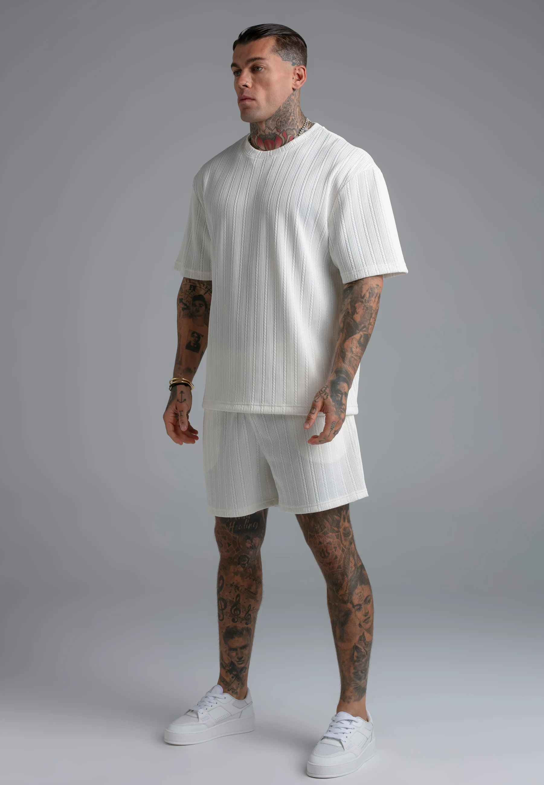 Ecru Textured T-Shirt - Image 5