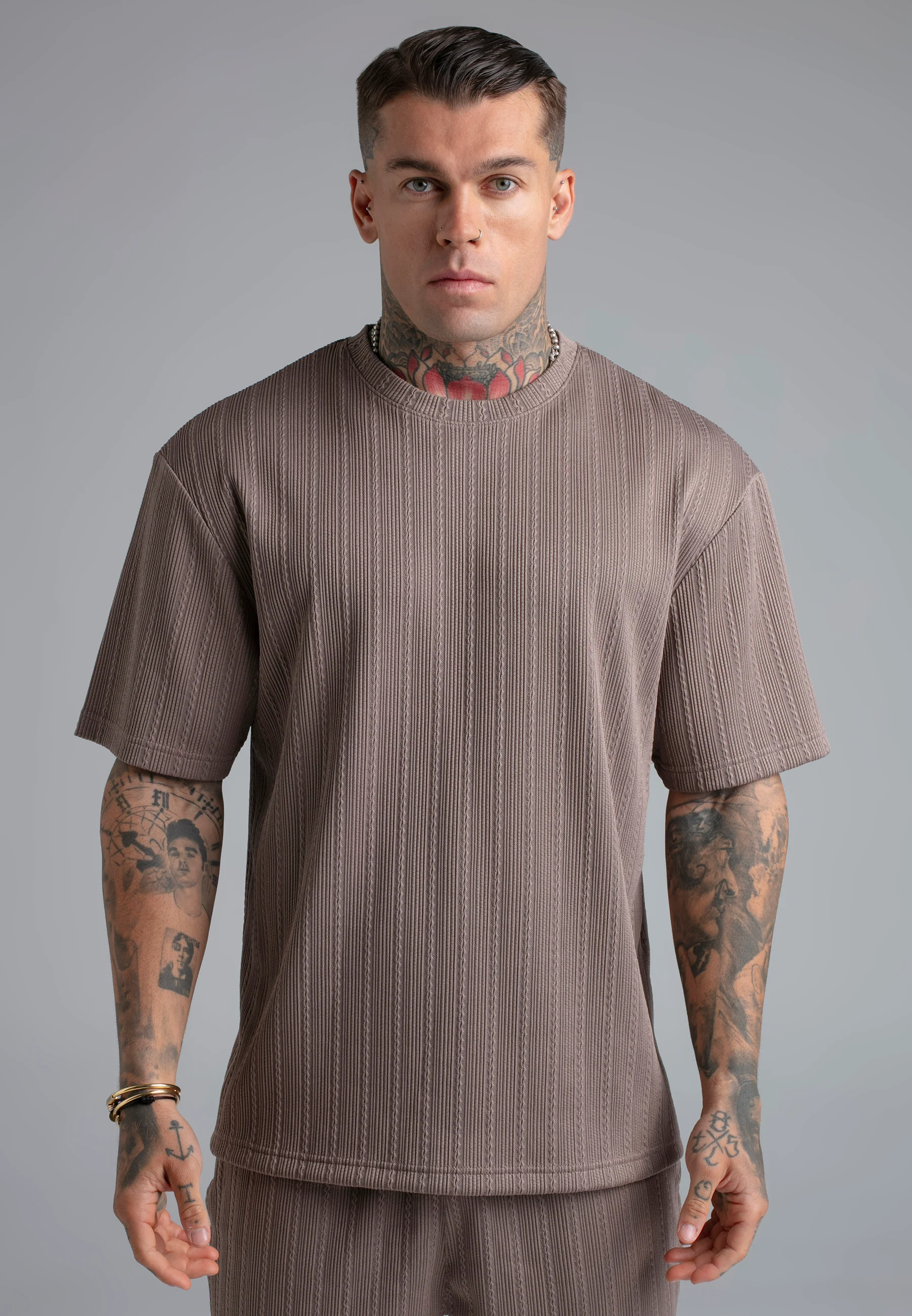Brown Textured T-Shirt