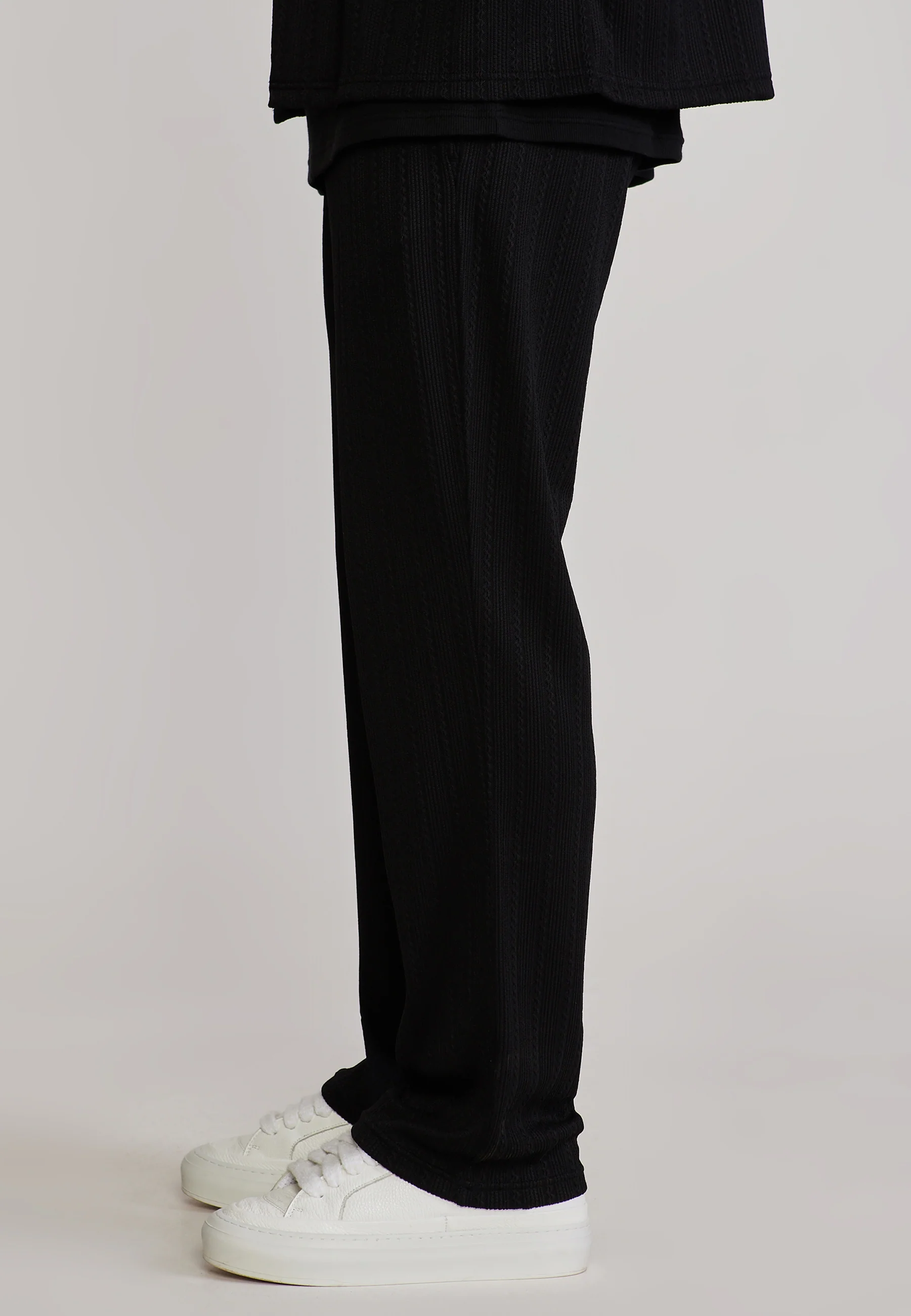 Black Textured Track Pants - Image 3