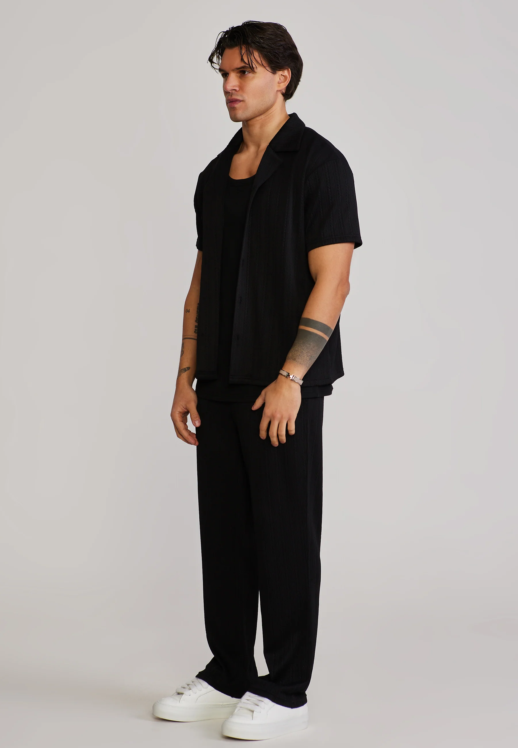 Black Textured Track Pants - Image 4
