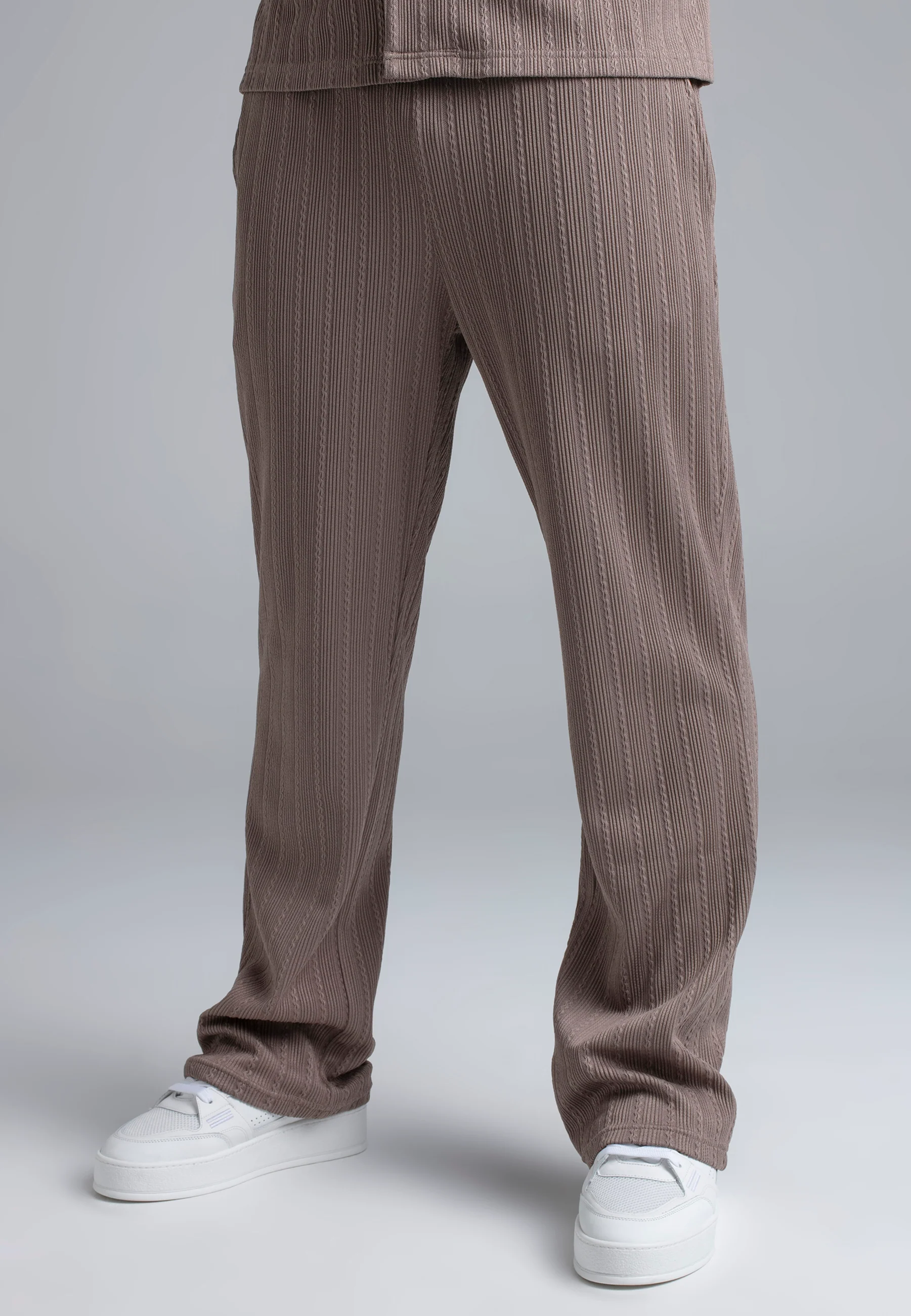 Brown Textured Track Pants