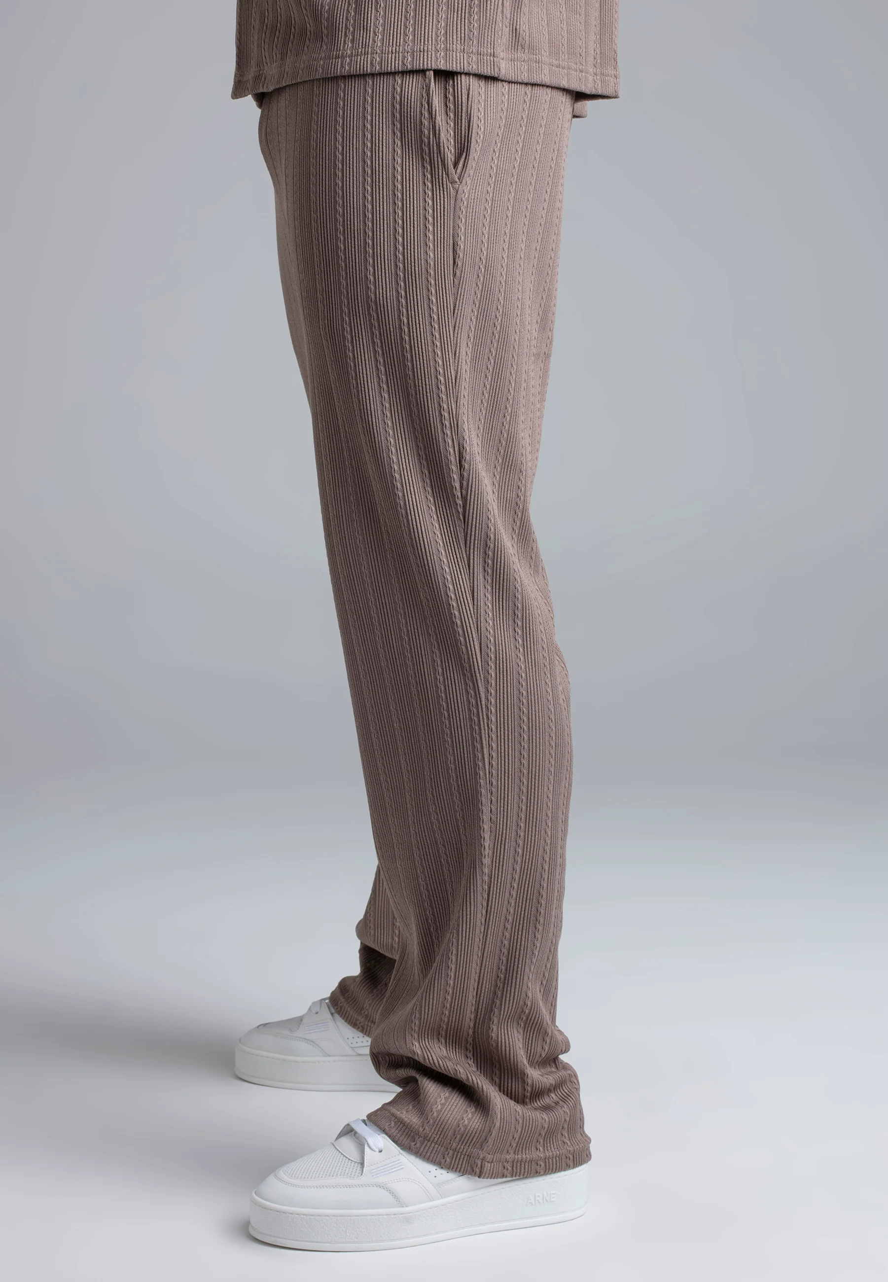 Brown Textured Track Pants - Image 3