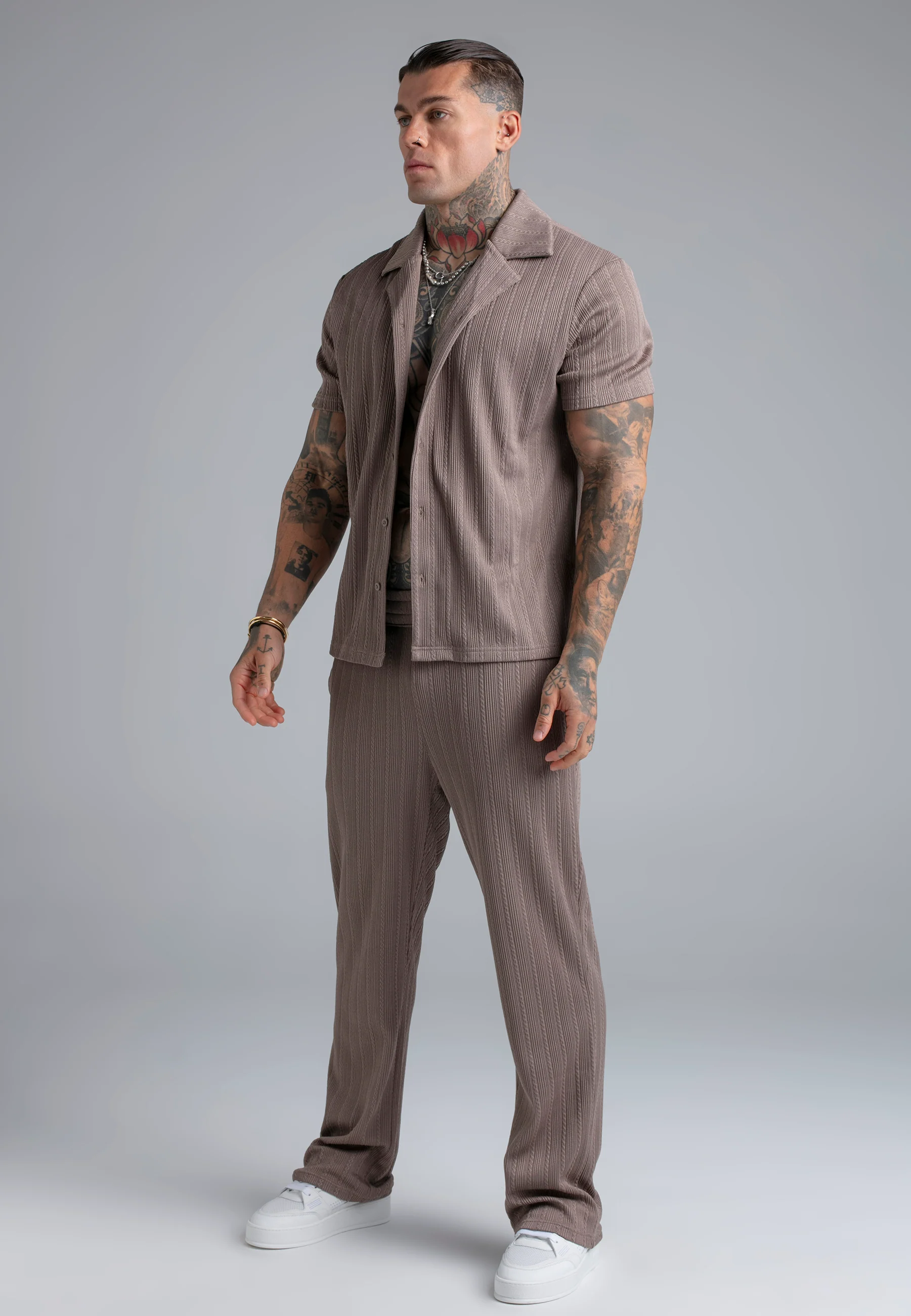 Brown Textured Track Pants - Image 4