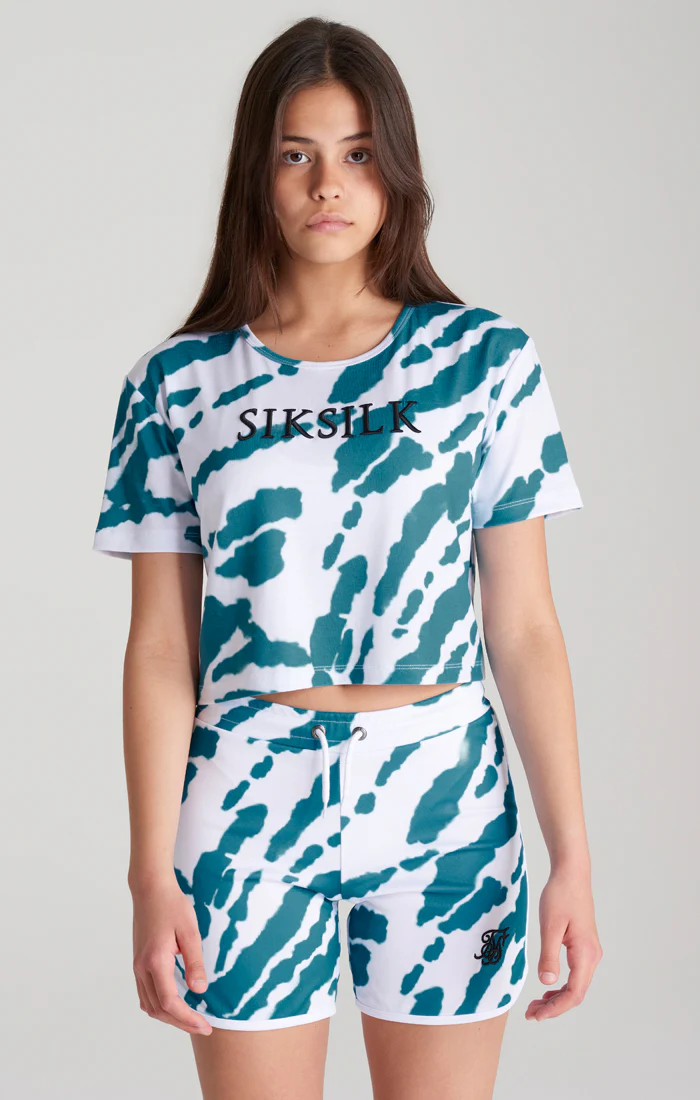 Girls White Tie Dye Cropped T-Shirt - Image 2