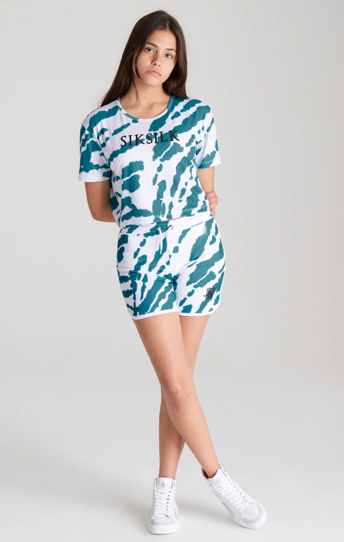 Girls White Tie Dye Cropped T-Shirt - Image 4