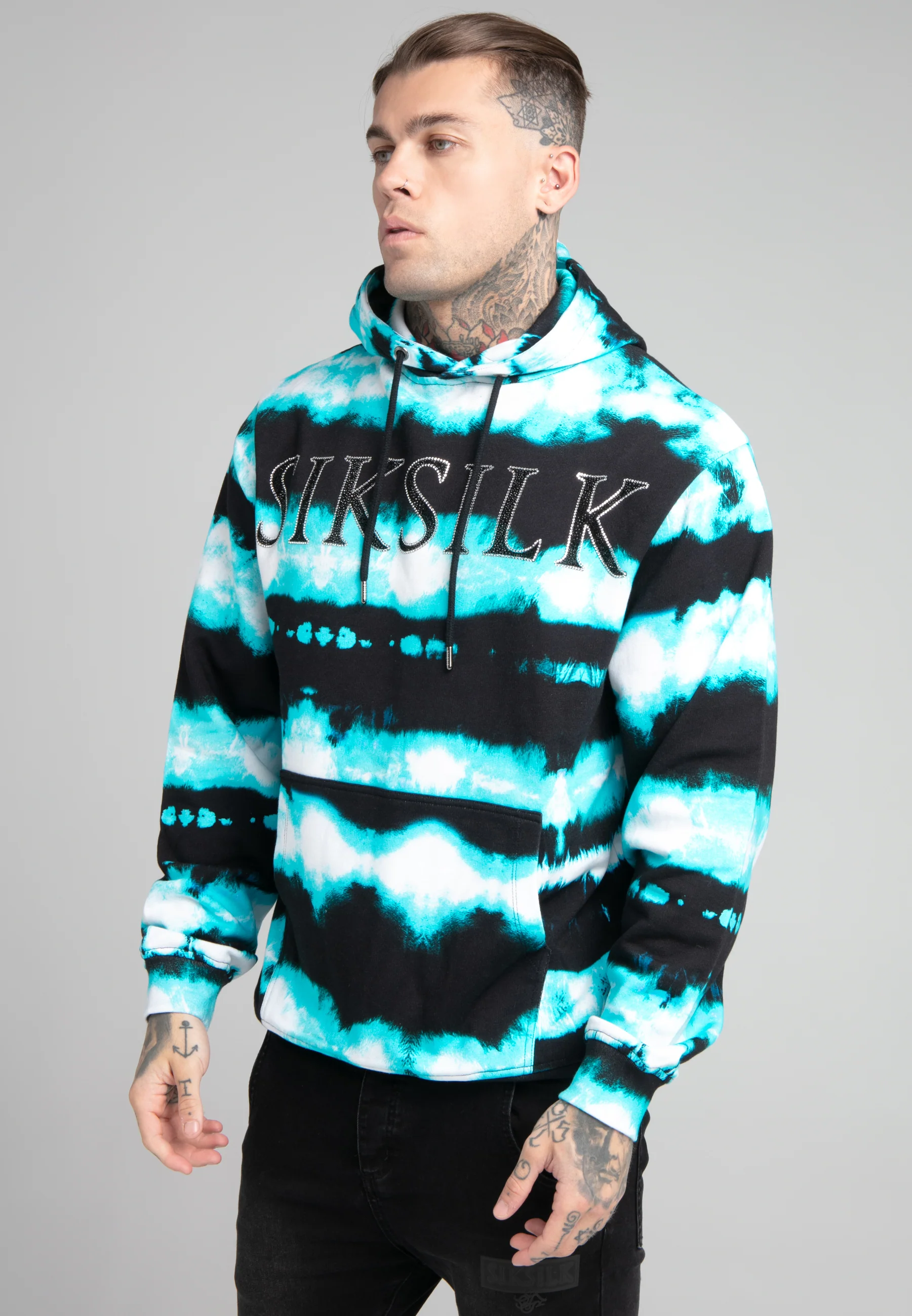 Black Tie Dye Rhinestone Hoodie