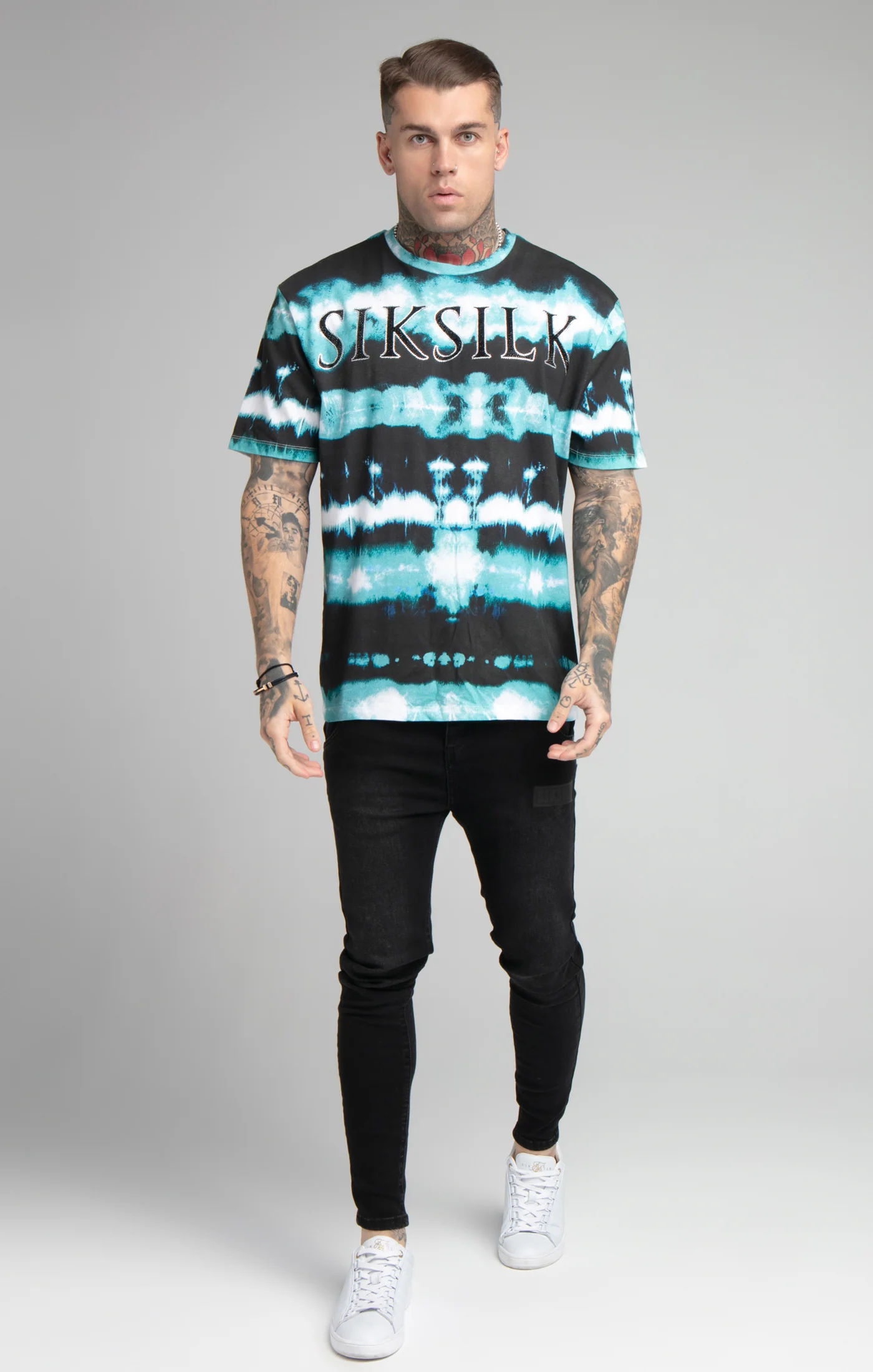 Black Tie Dye Rhinestone Oversized T-Shirt - Image 3