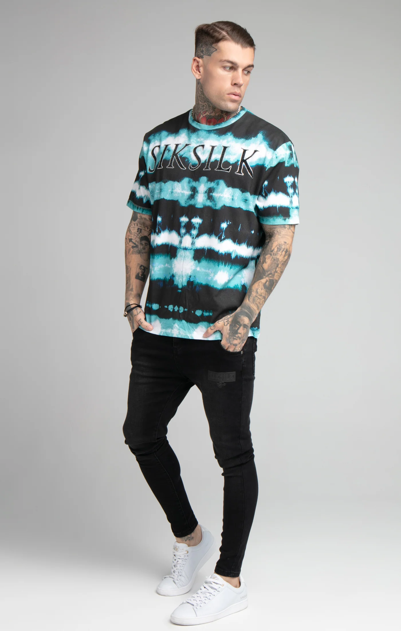 Black Tie Dye Rhinestone Oversized T-Shirt - Image 4