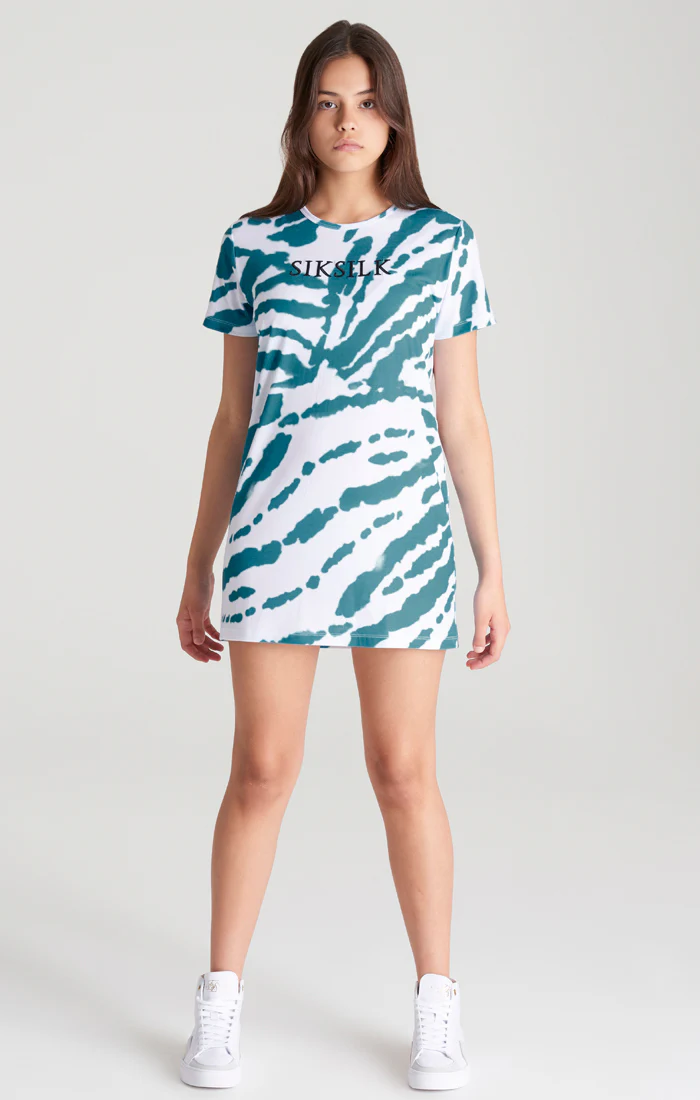 Girls White Tie Dye T-Shirt Dress - Image 5