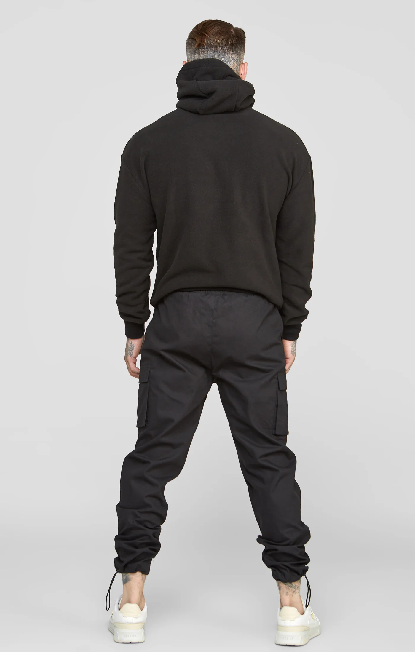 Black Cuffed Relaxed Fit Cargo Pant - Image 5