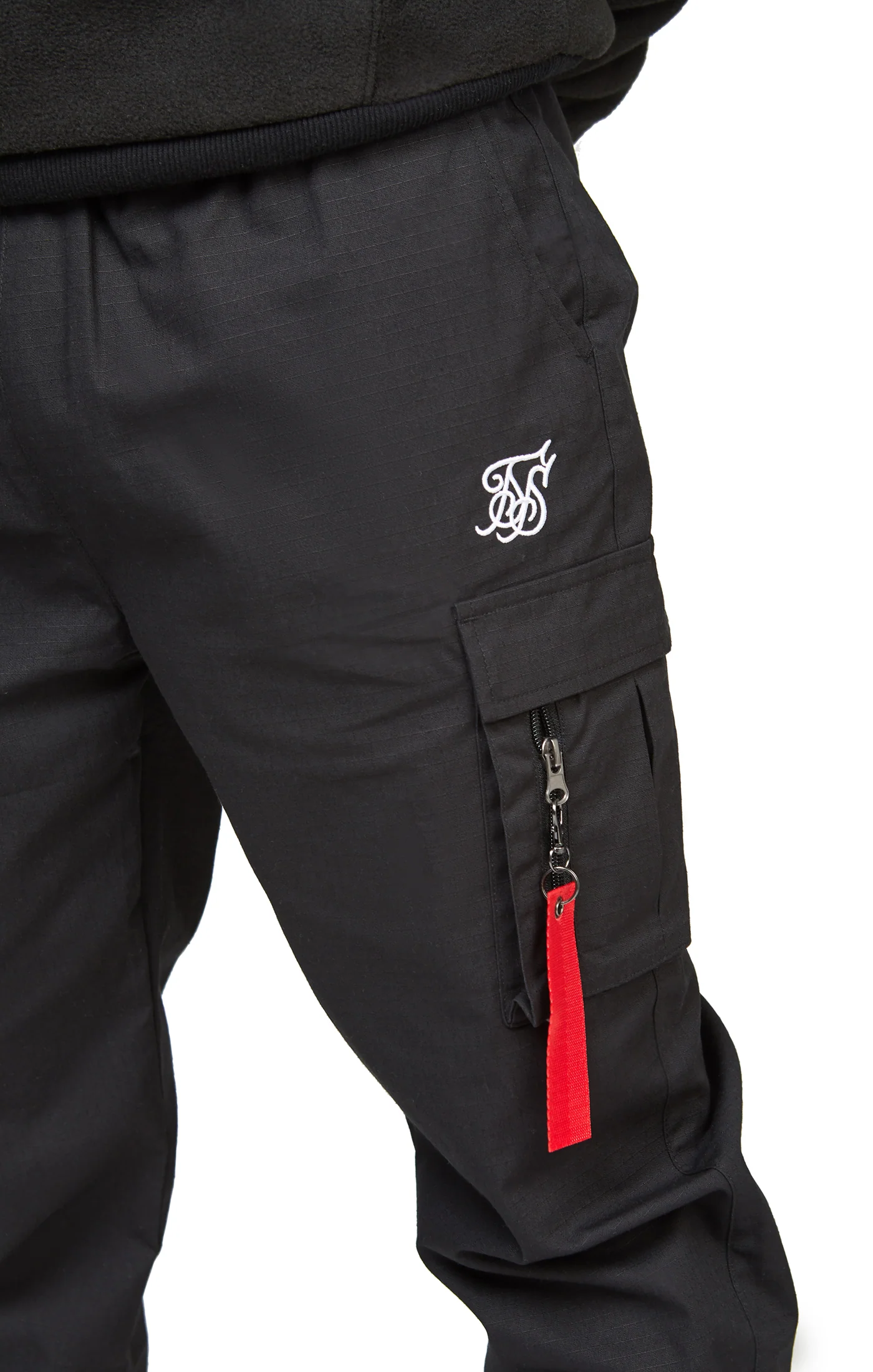 Black Cuffed Relaxed Fit Cargo Pant - Image 6