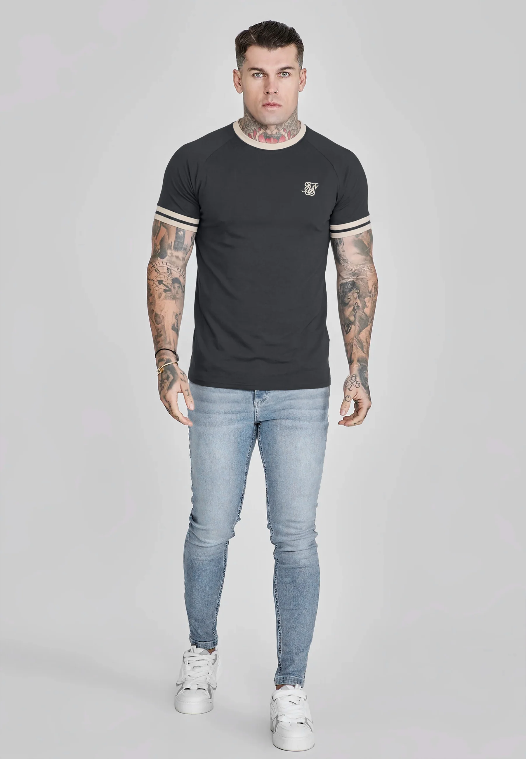 Black and Ecru Tournament T-Shirt - Image 3