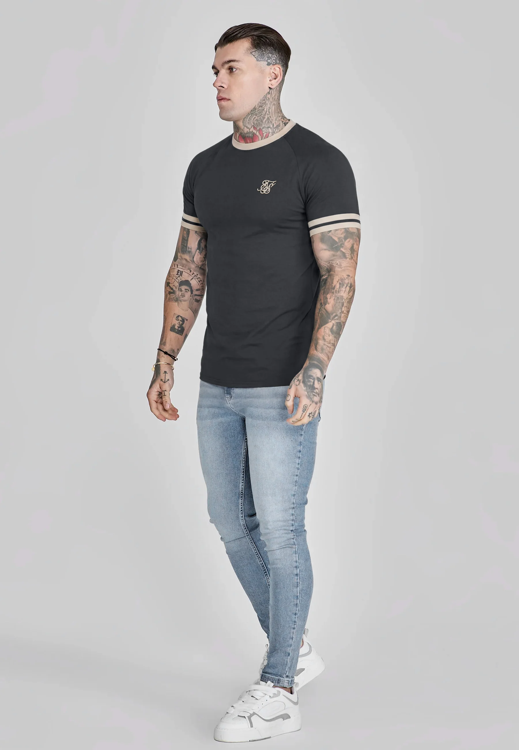 Black and Ecru Tournament T-Shirt - Image 4