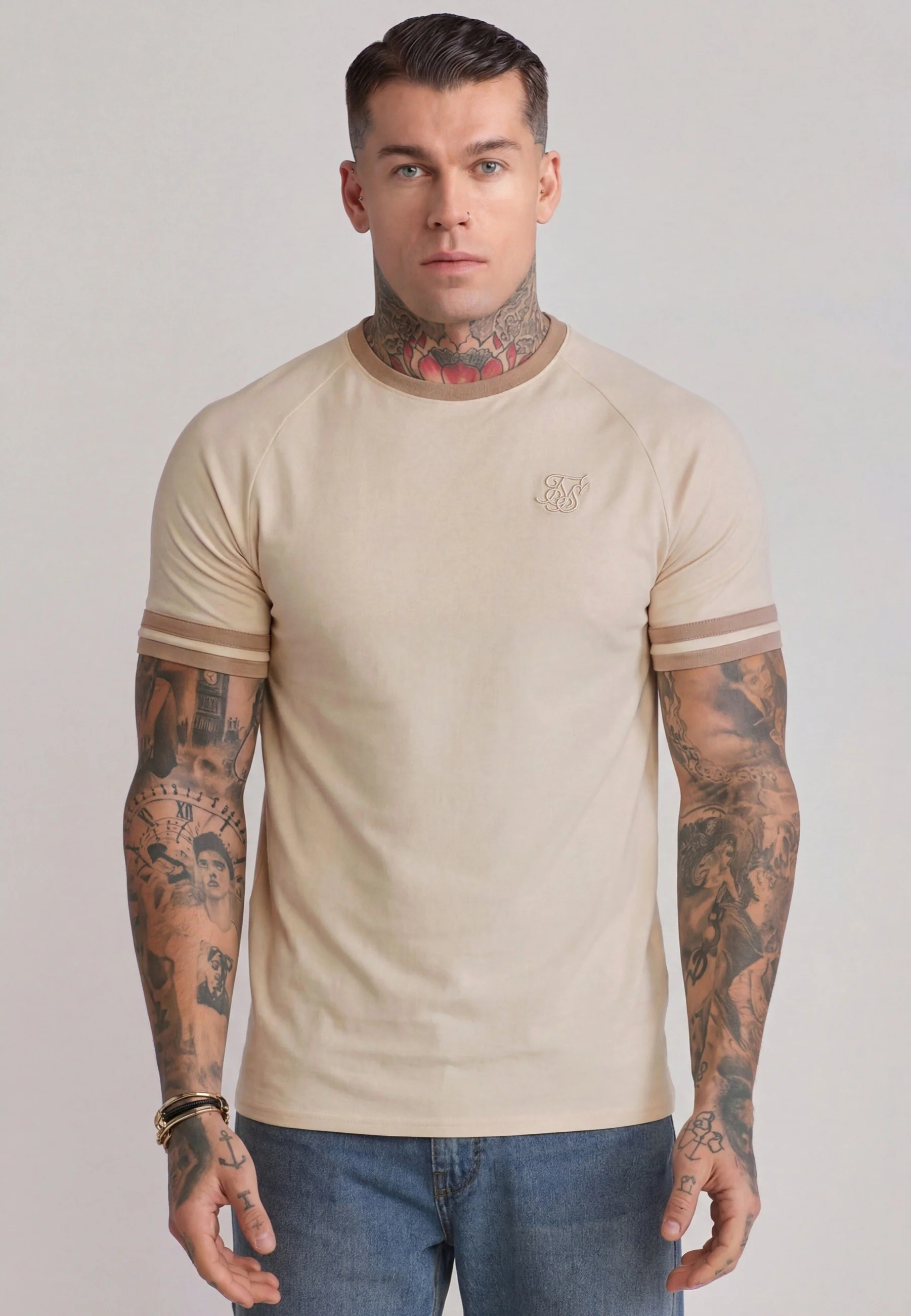 Ecru and Brown Tournament T-Shirt