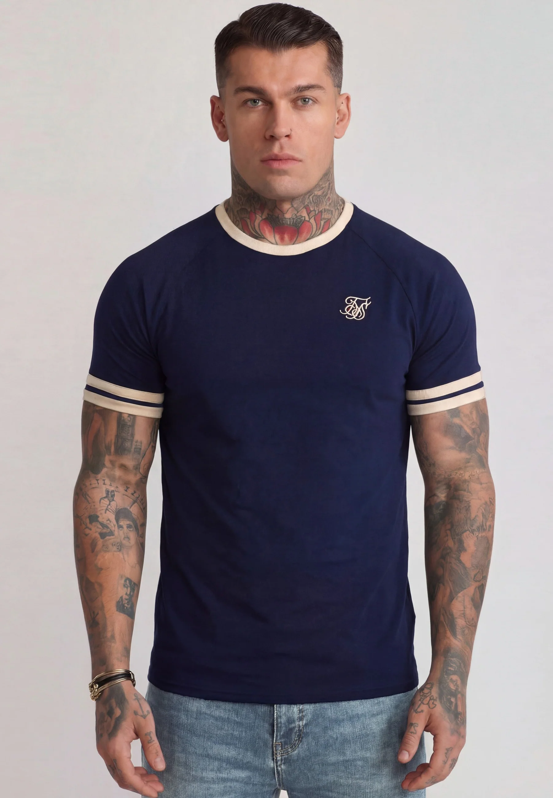 Navy and Ecru Tournament T-Shirt