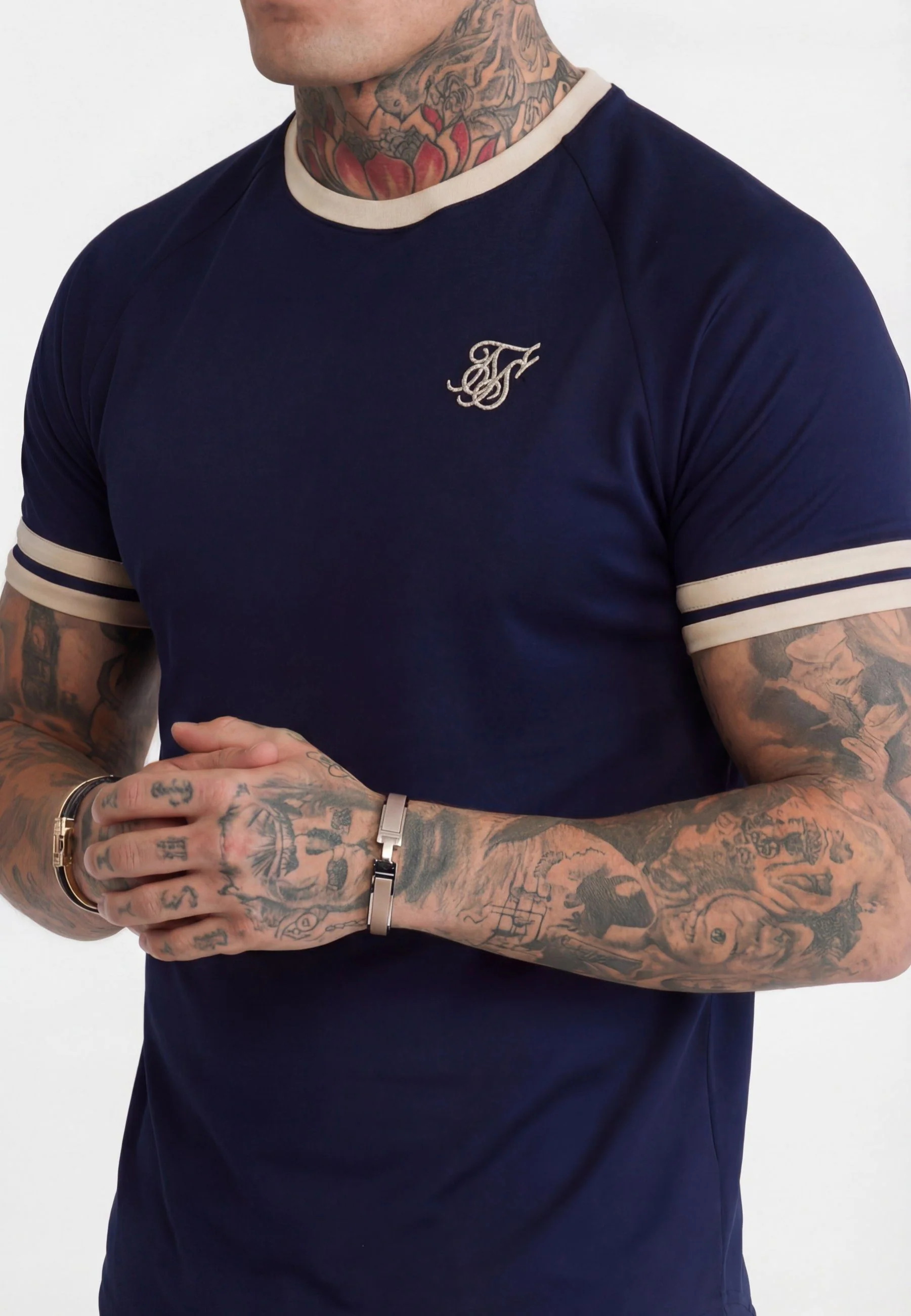 Navy and Ecru Tournament T-Shirt - Image 2