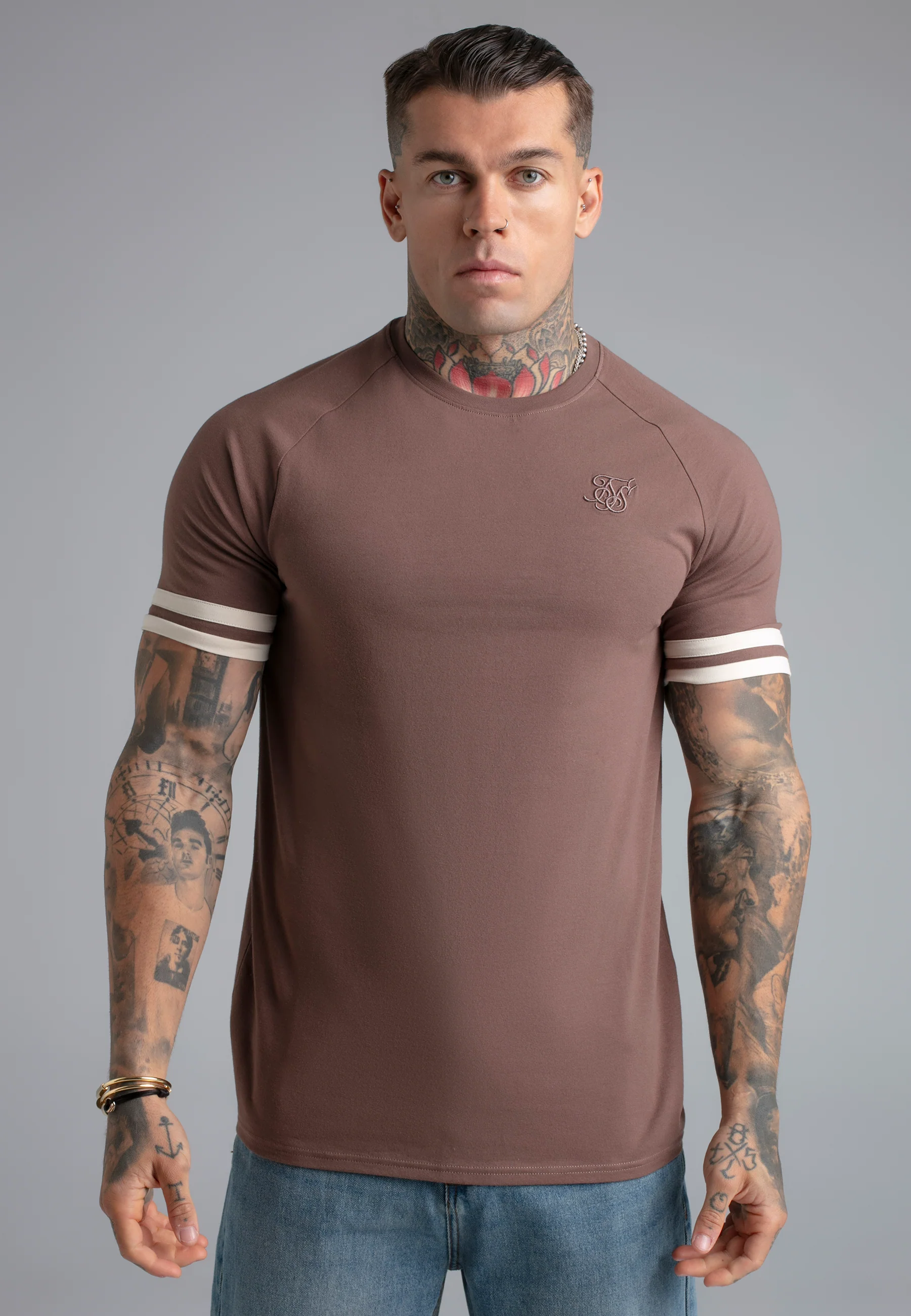 Brown and Ecru Tournament T-Shirt