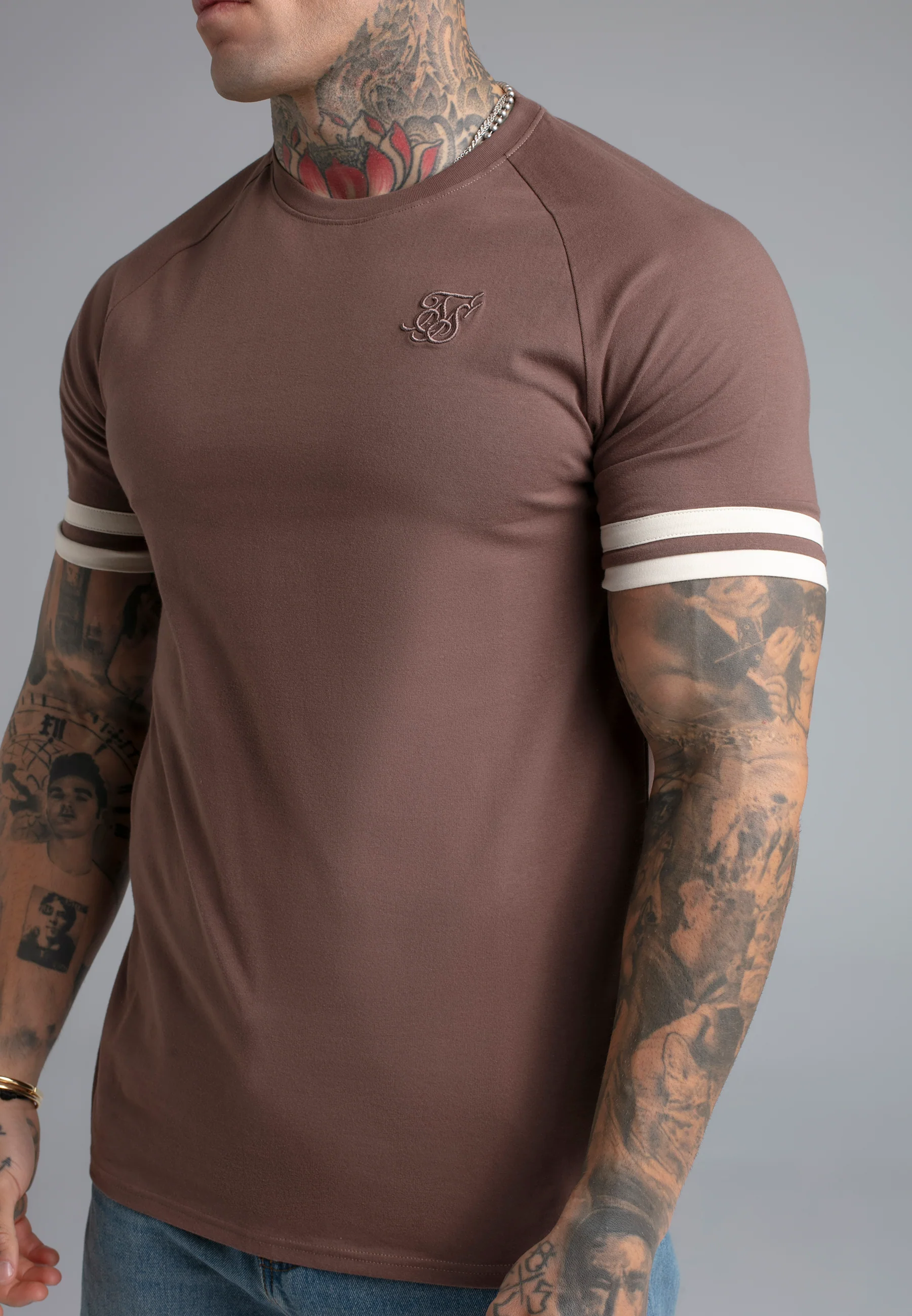 Brown and Ecru Tournament T-Shirt - Image 2