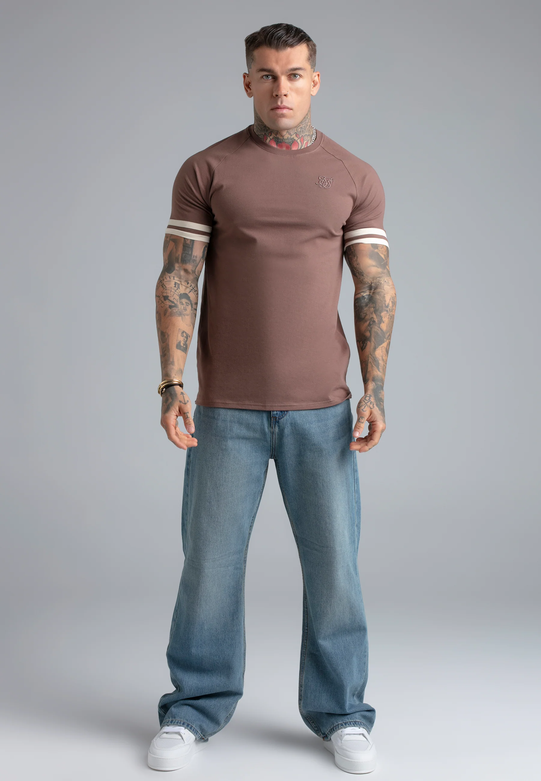 Brown and Ecru Tournament T-Shirt - Image 3