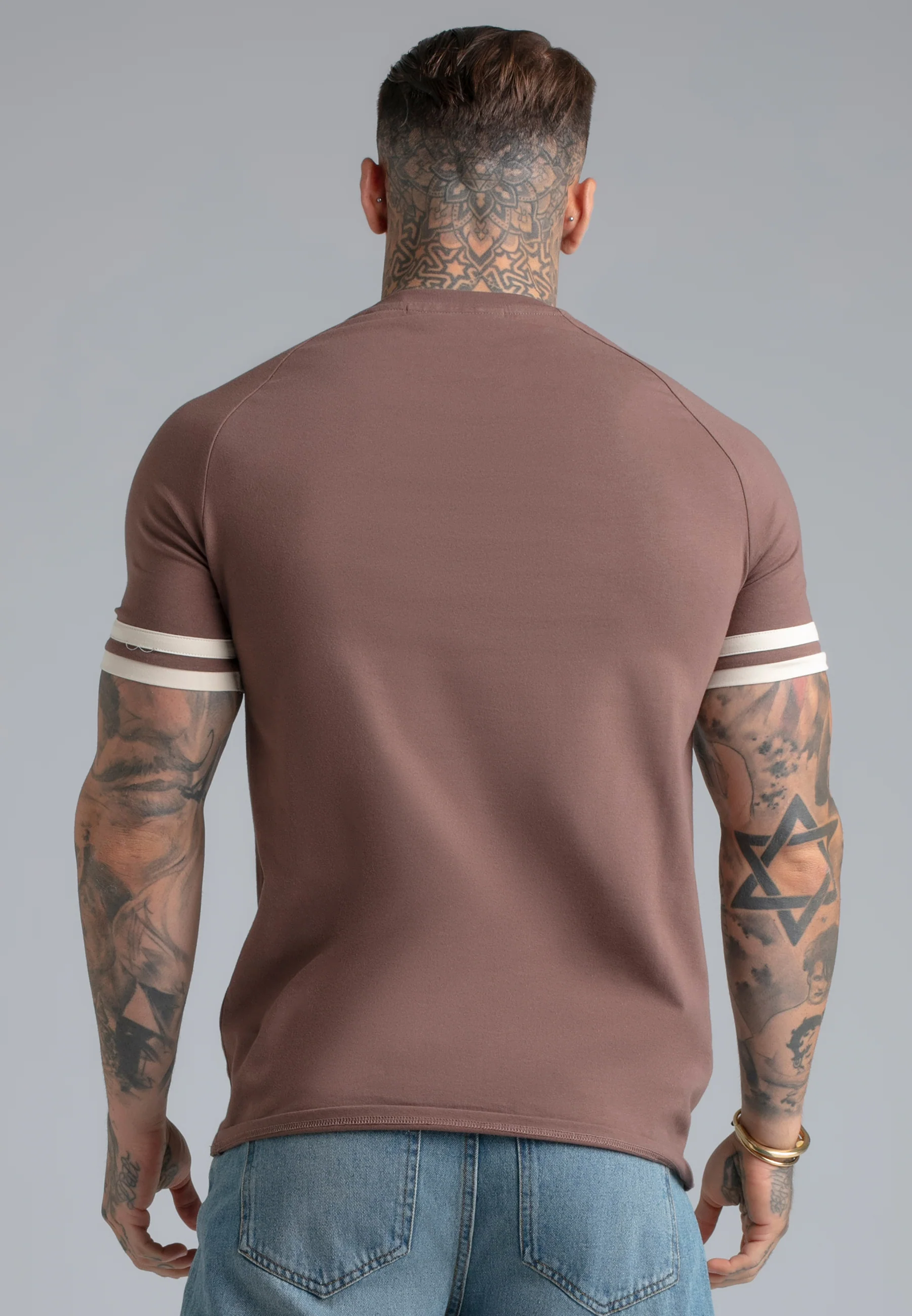 Brown and Ecru Tournament T-Shirt - Image 5