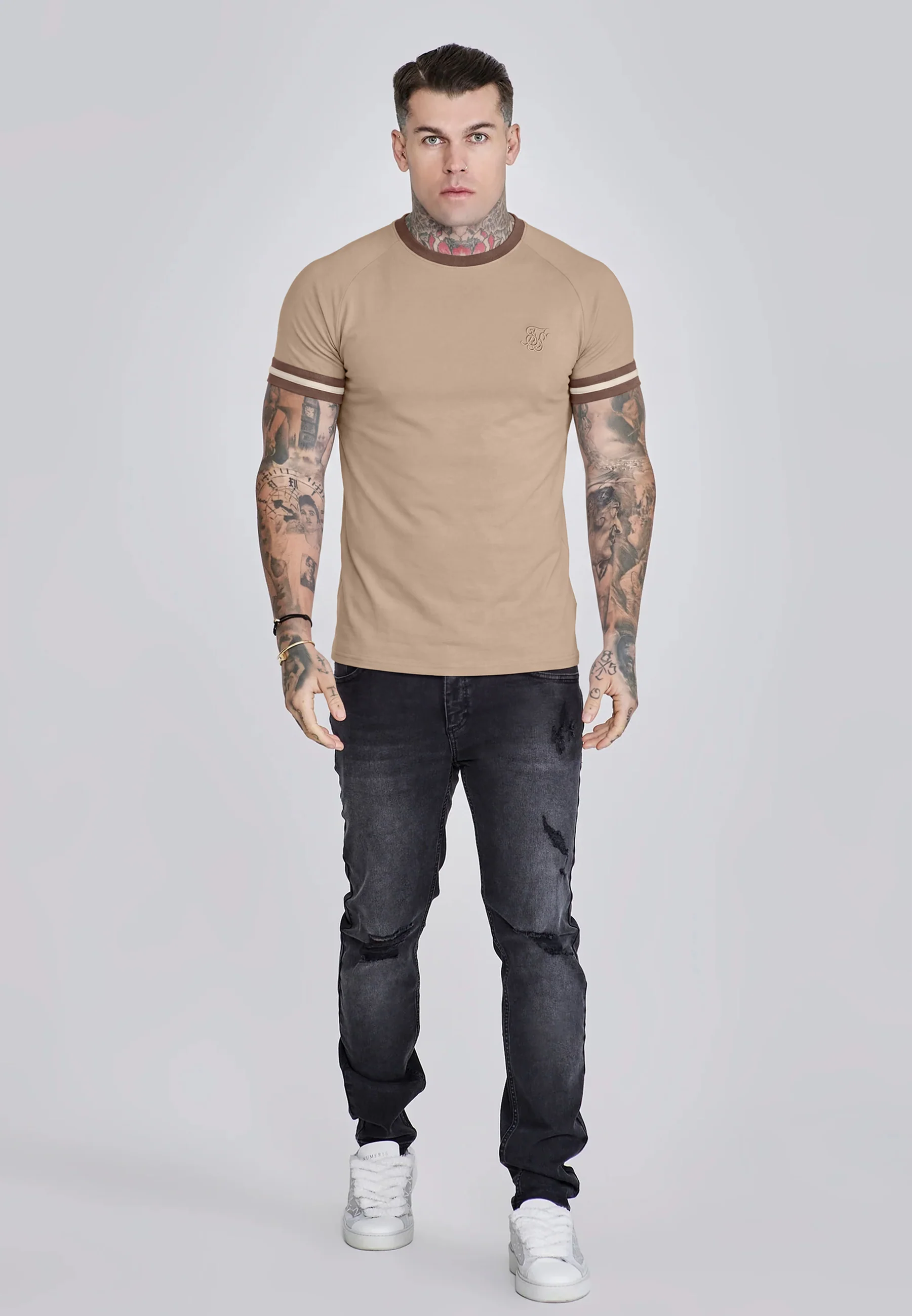 Beige and Ecru Tournament T-Shirt - Image 2