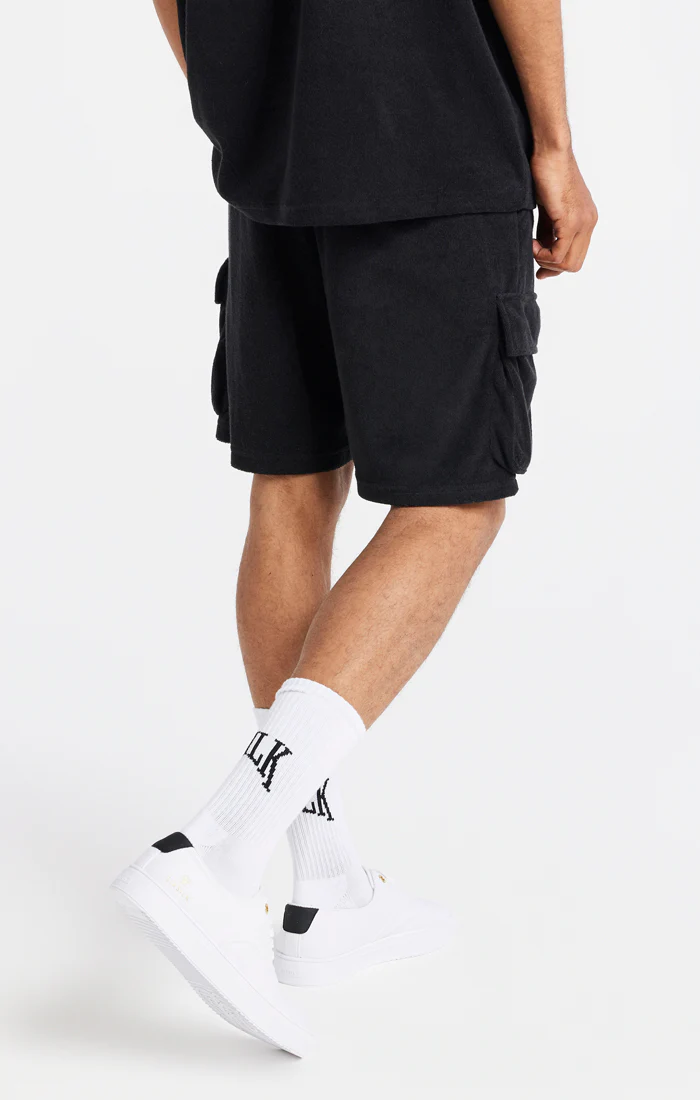 Black Towelling Cargo Short - Image 3