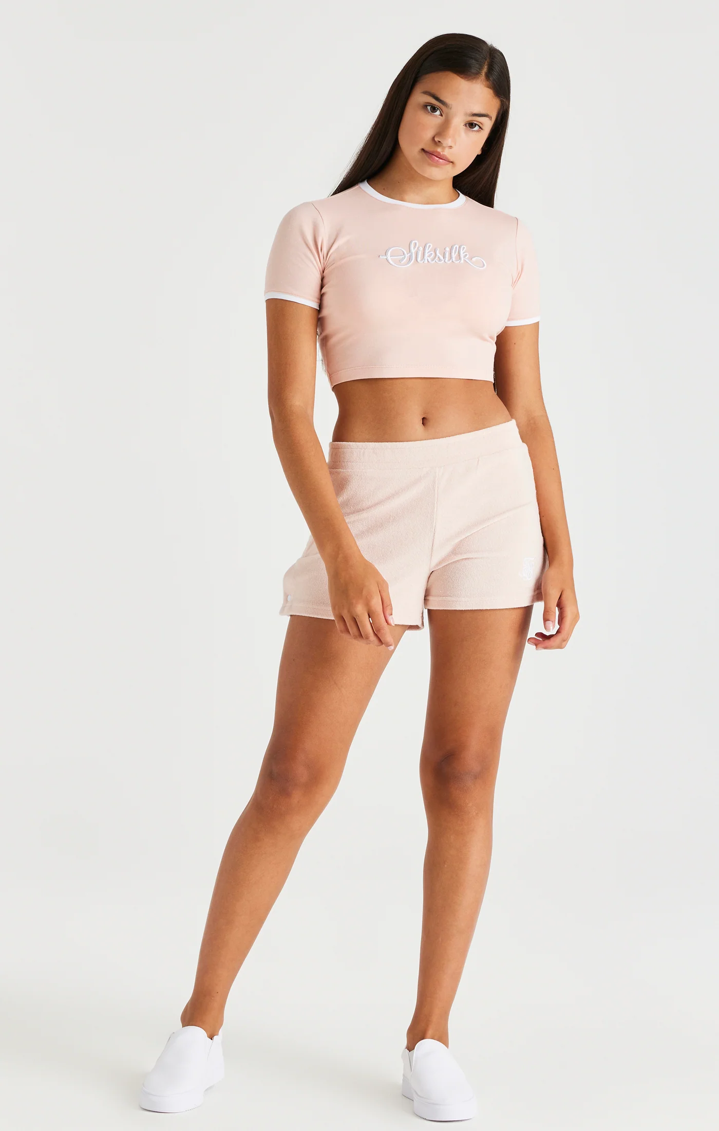 SikSilk Towelling Popper Shorts - Pink - Image 3