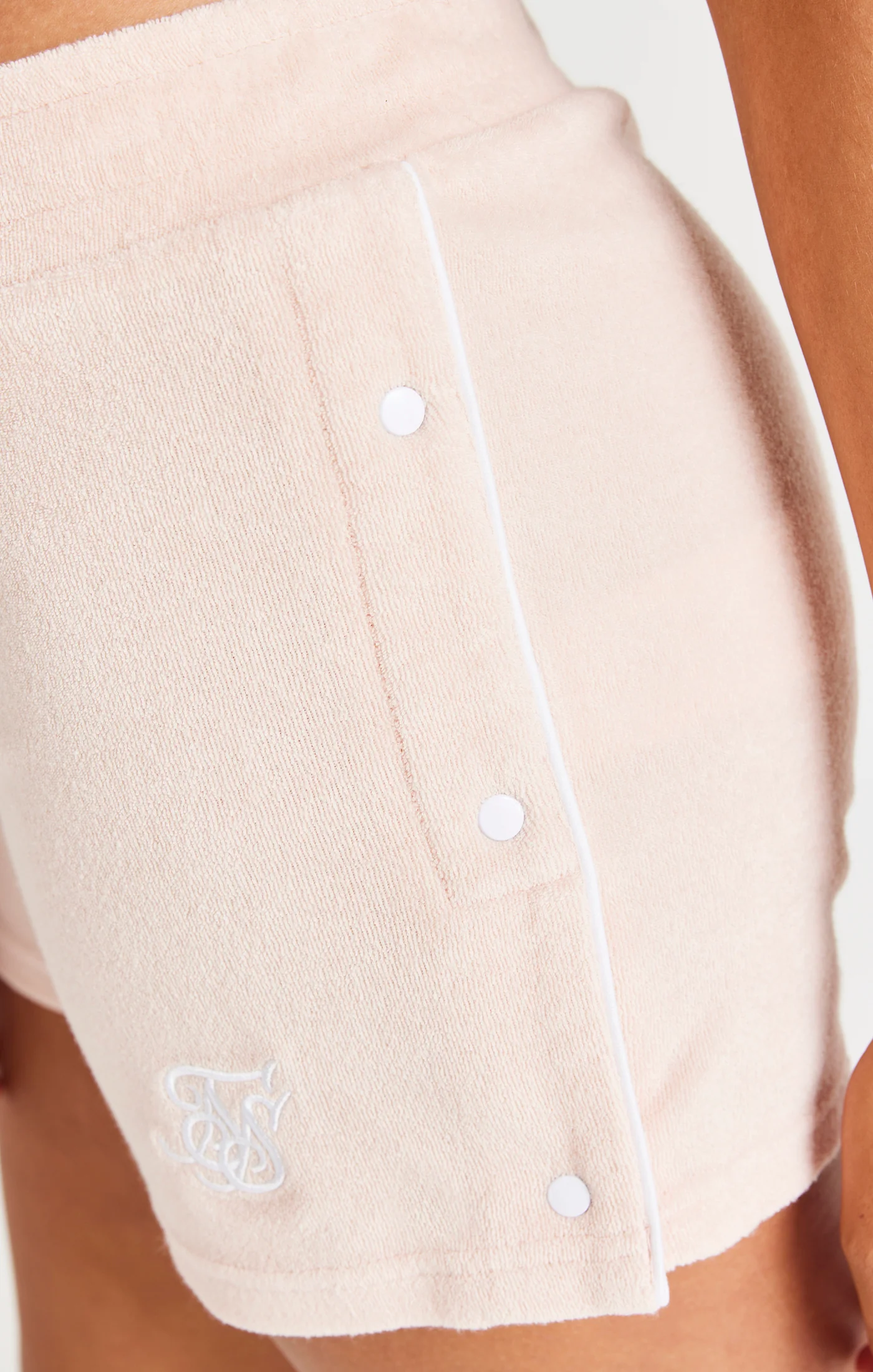 SikSilk Towelling Popper Shorts - Pink - Image 6