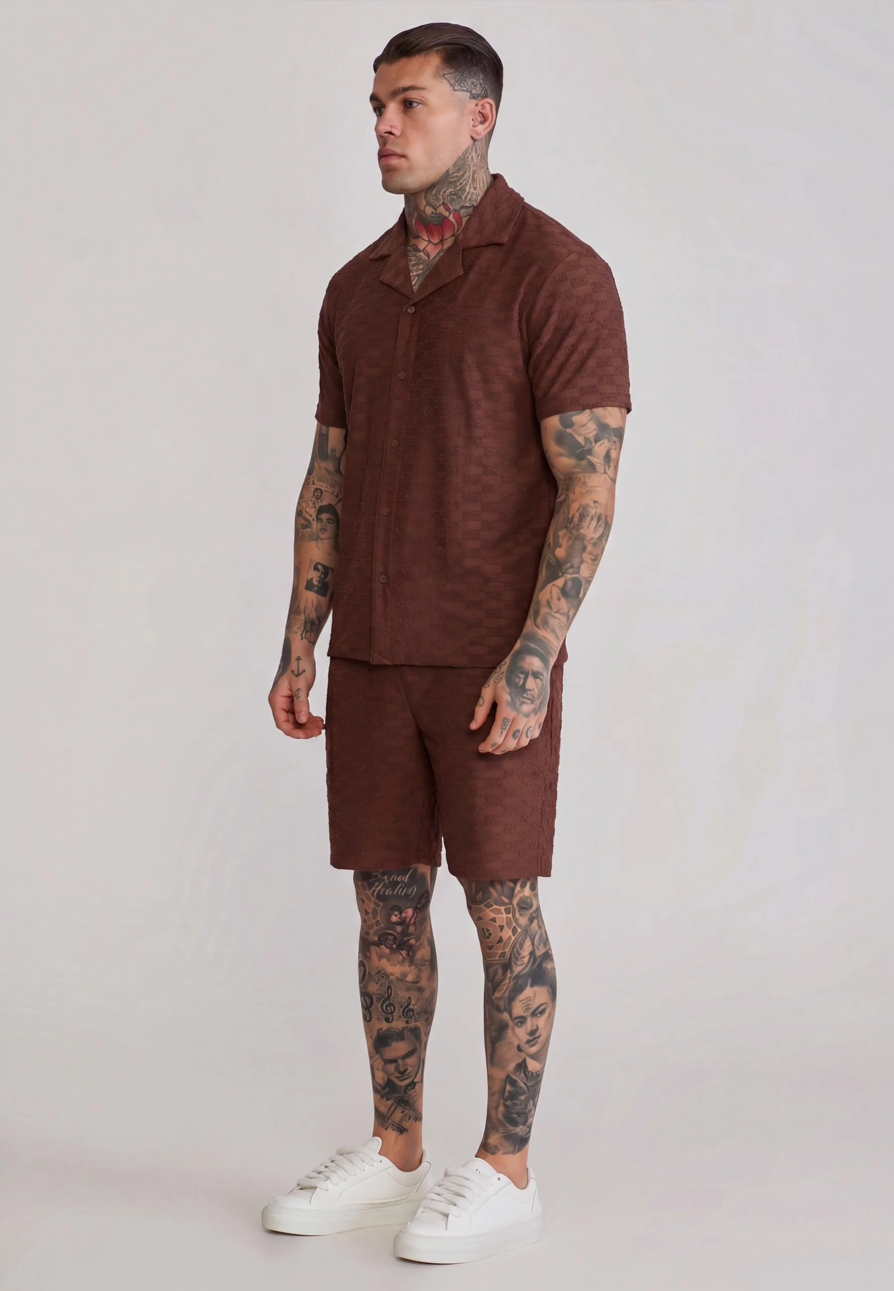 Brown Towelling Shorts - Image 4