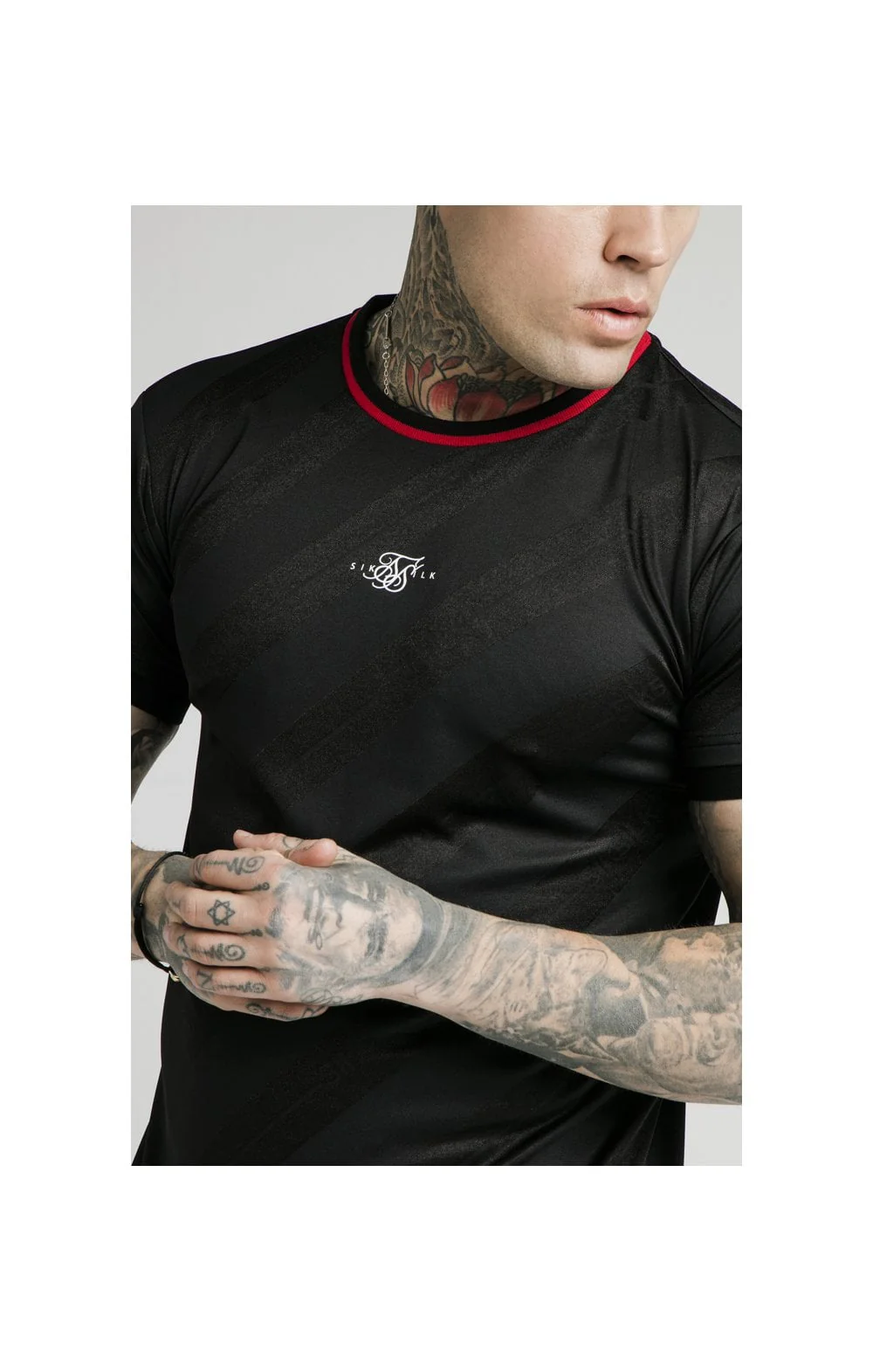 SikSilk Tranquil Jacquard Tee - Black - Image 2